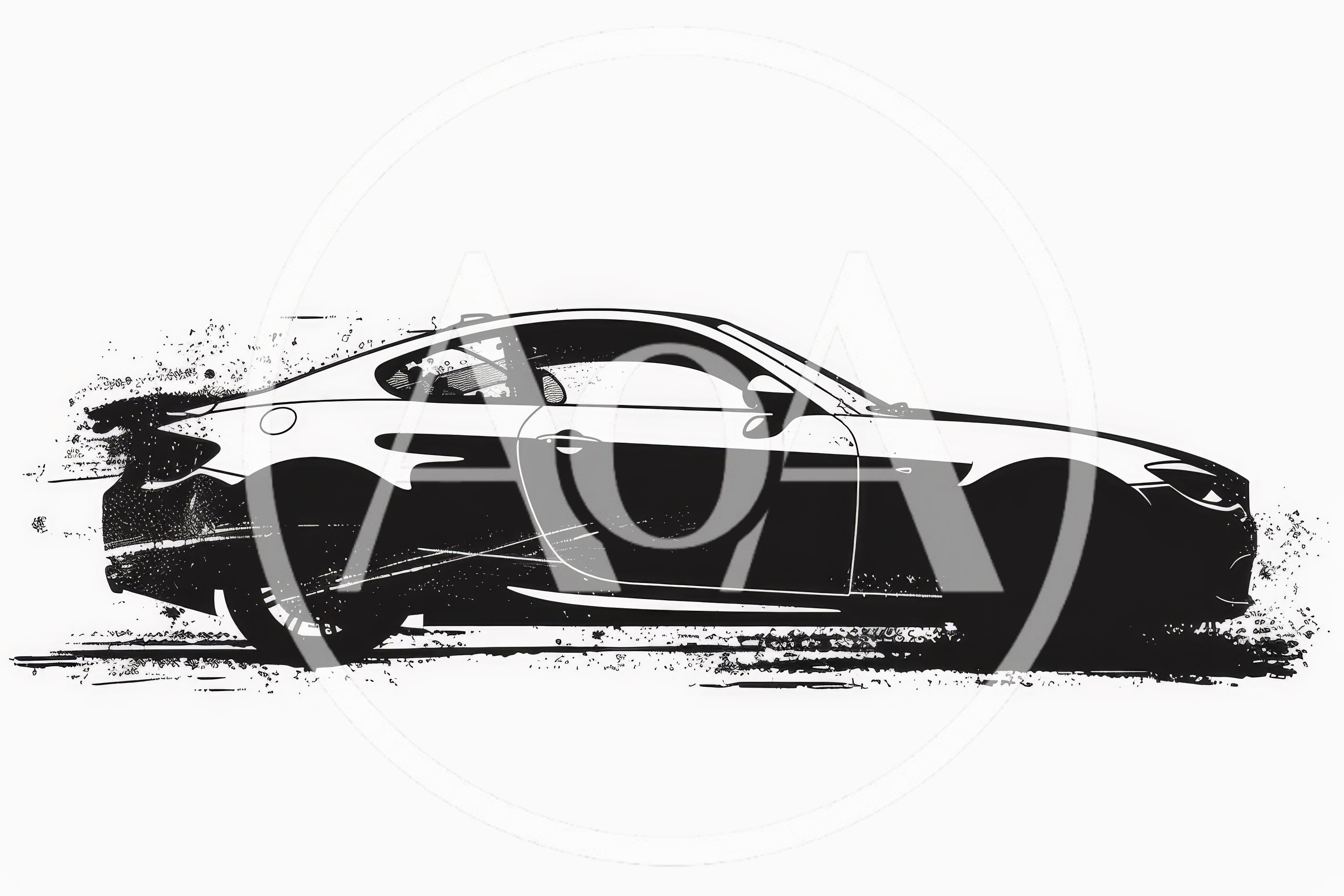 Black And White Silhouette Of A Sports Coupe