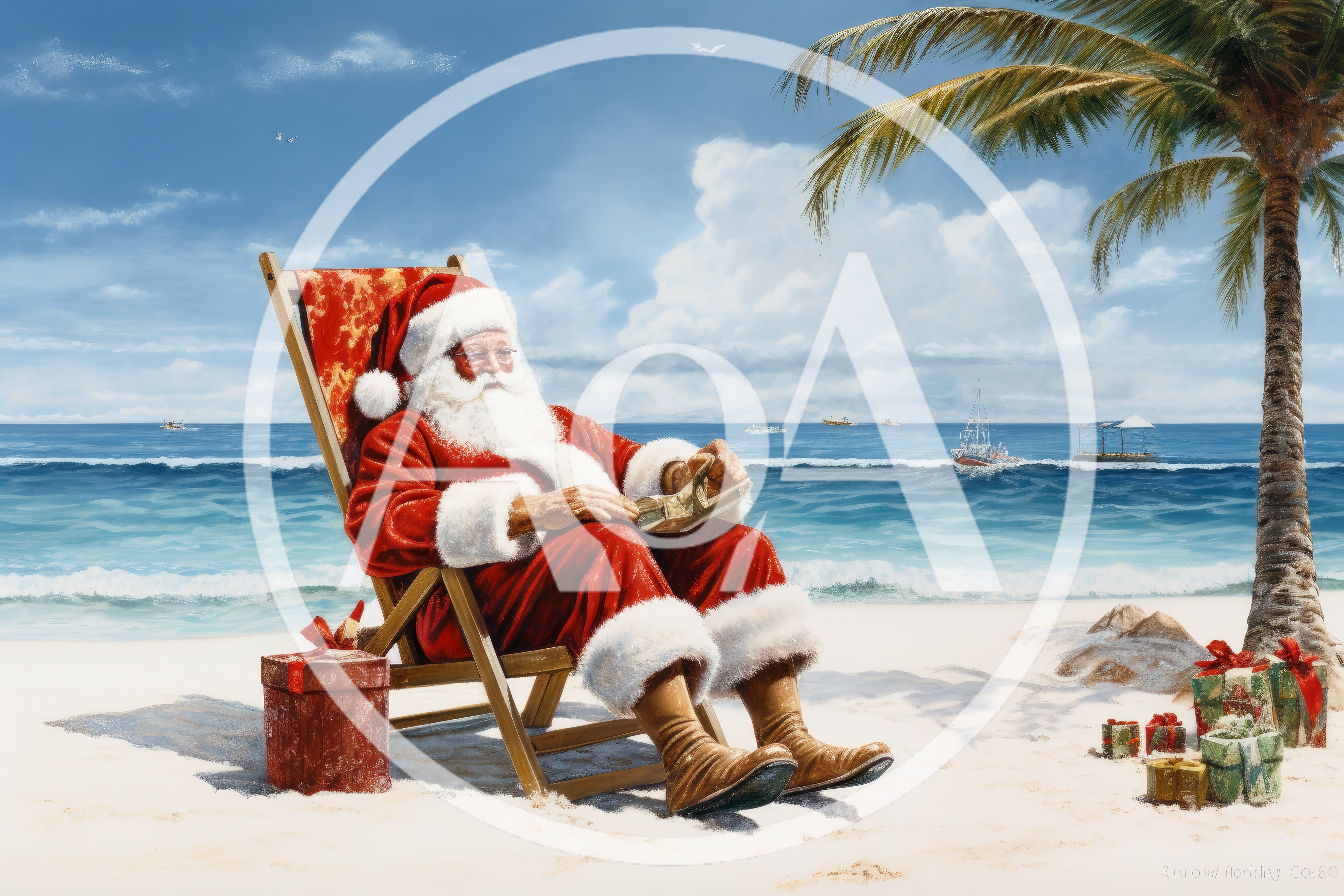 Santa Claus Relaxing In A Beach Chair