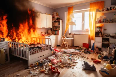 Child Bedroom Bed Engulfed In Intense Fire