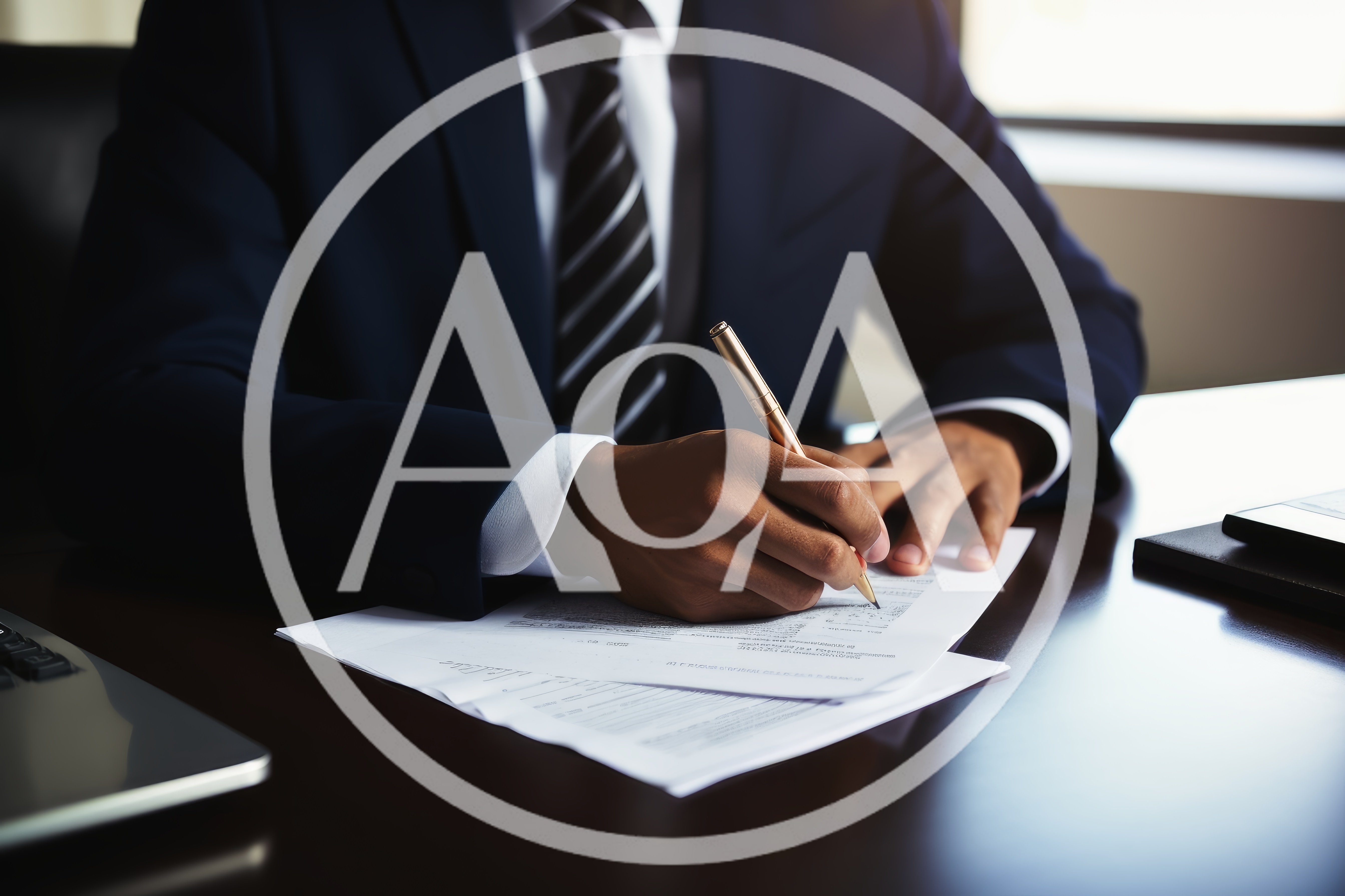 Businessman Signing Important Documents At Office Desk