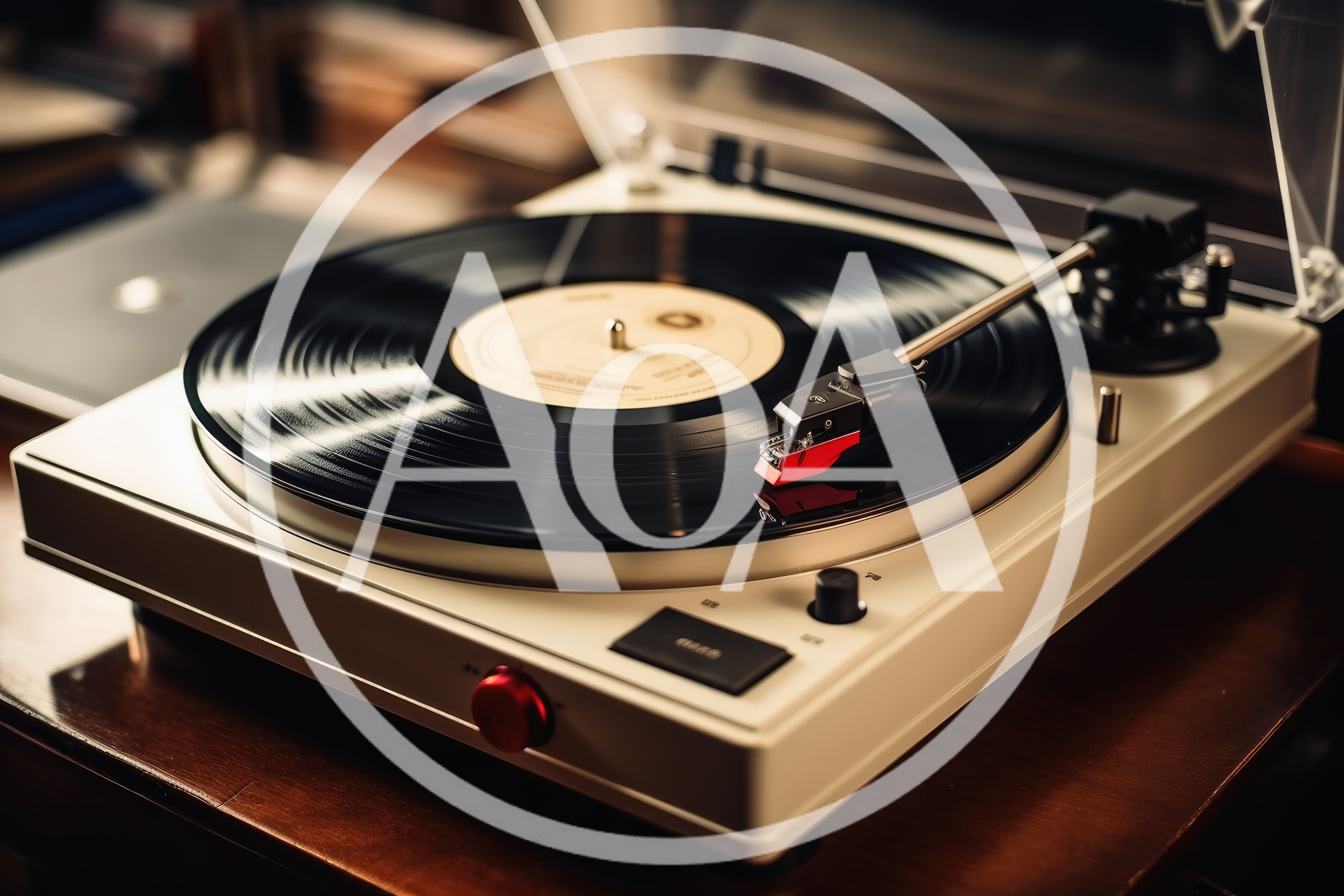 Vintage Turntable Playing A Vinyl Record
