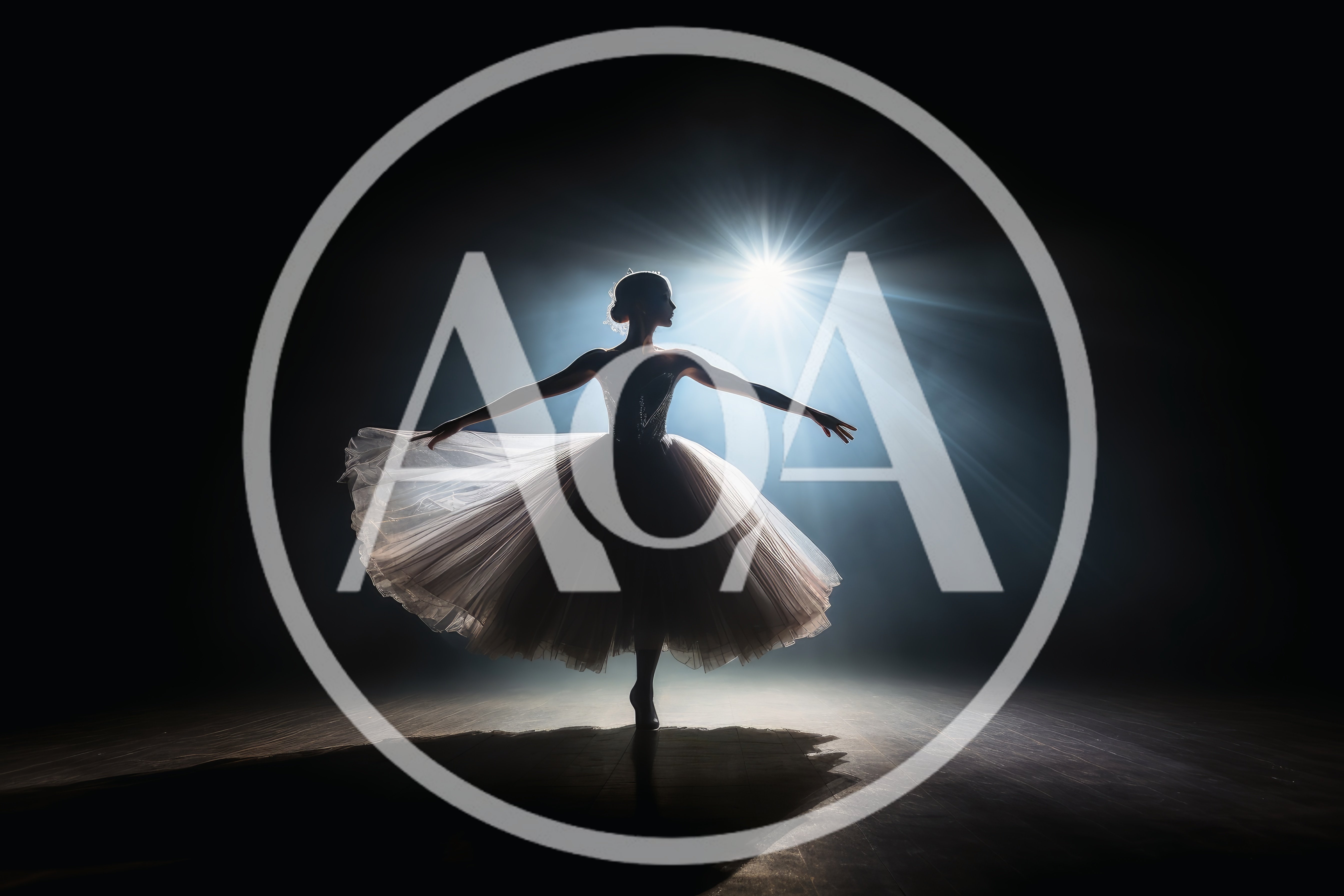 Ballerina Performing Graceful Dance Under Dramatic Spotlight