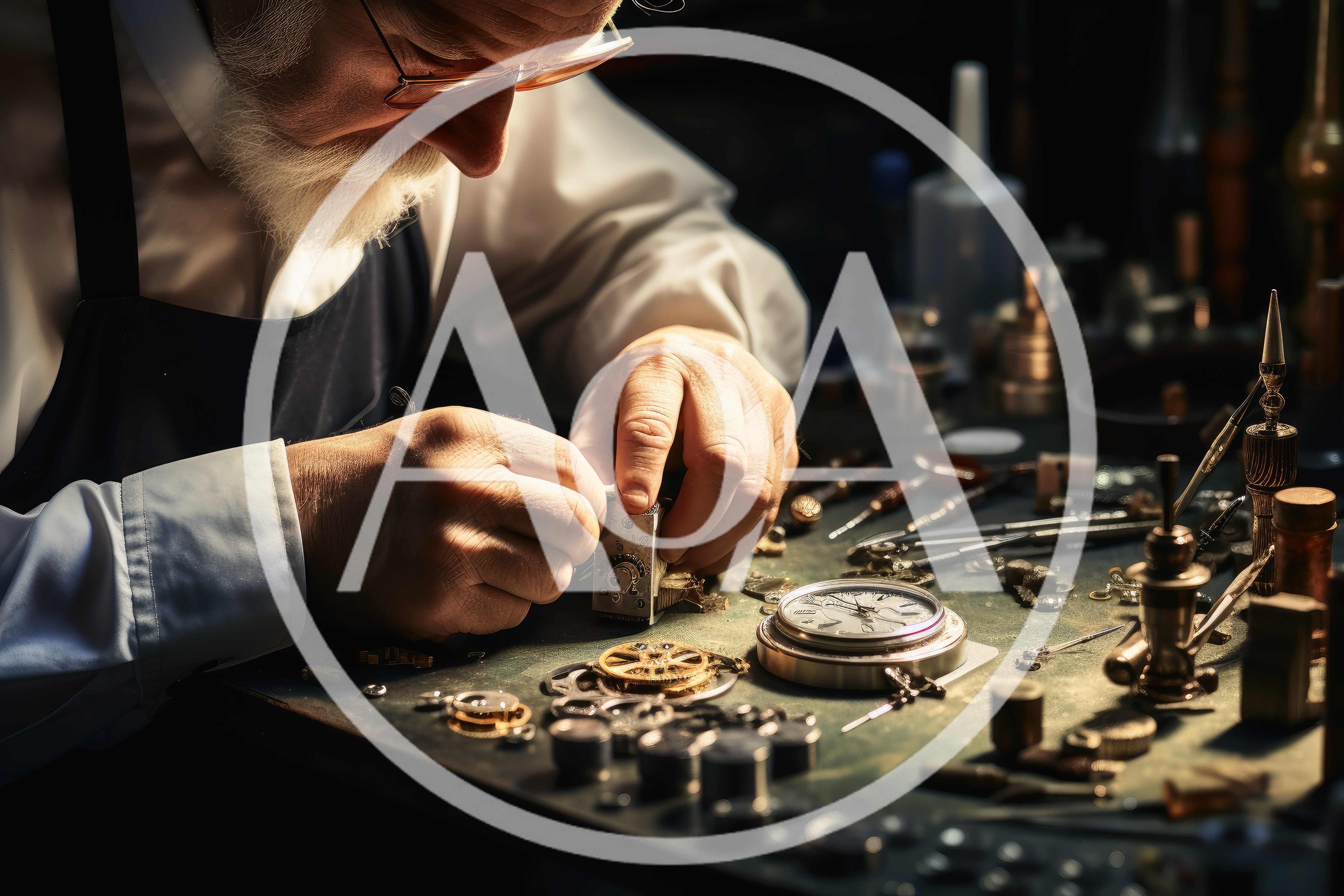 Elderly Watchmaker Repairing Intricate Mechanical Timepiece