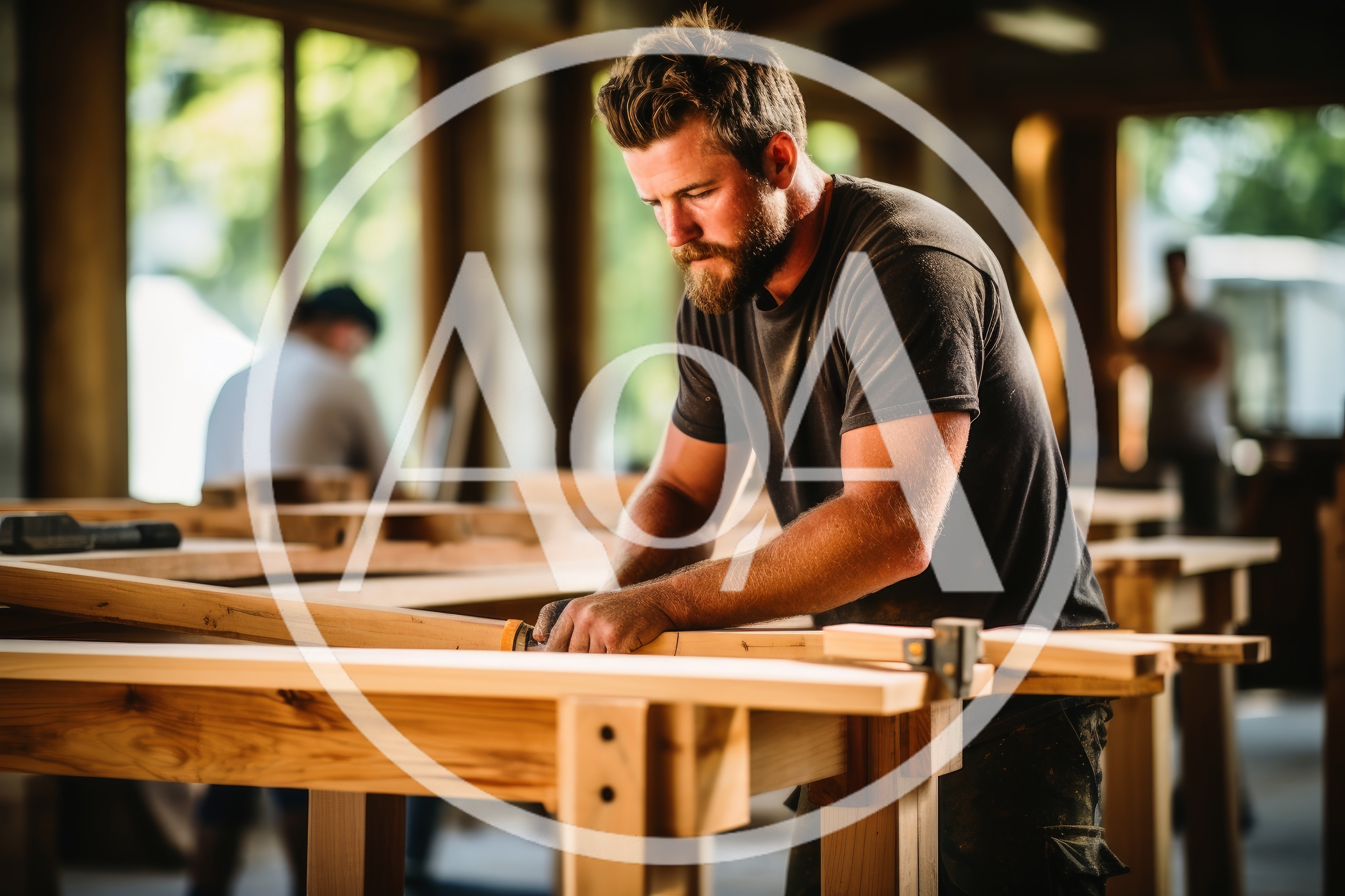 Professional Carpenter Working On Wood In Workshop