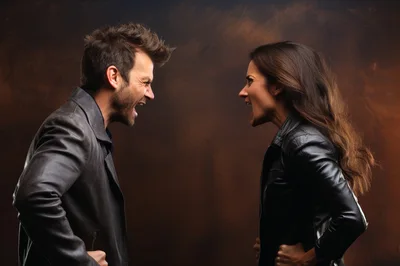 Angry Couple Arguing Face To Face