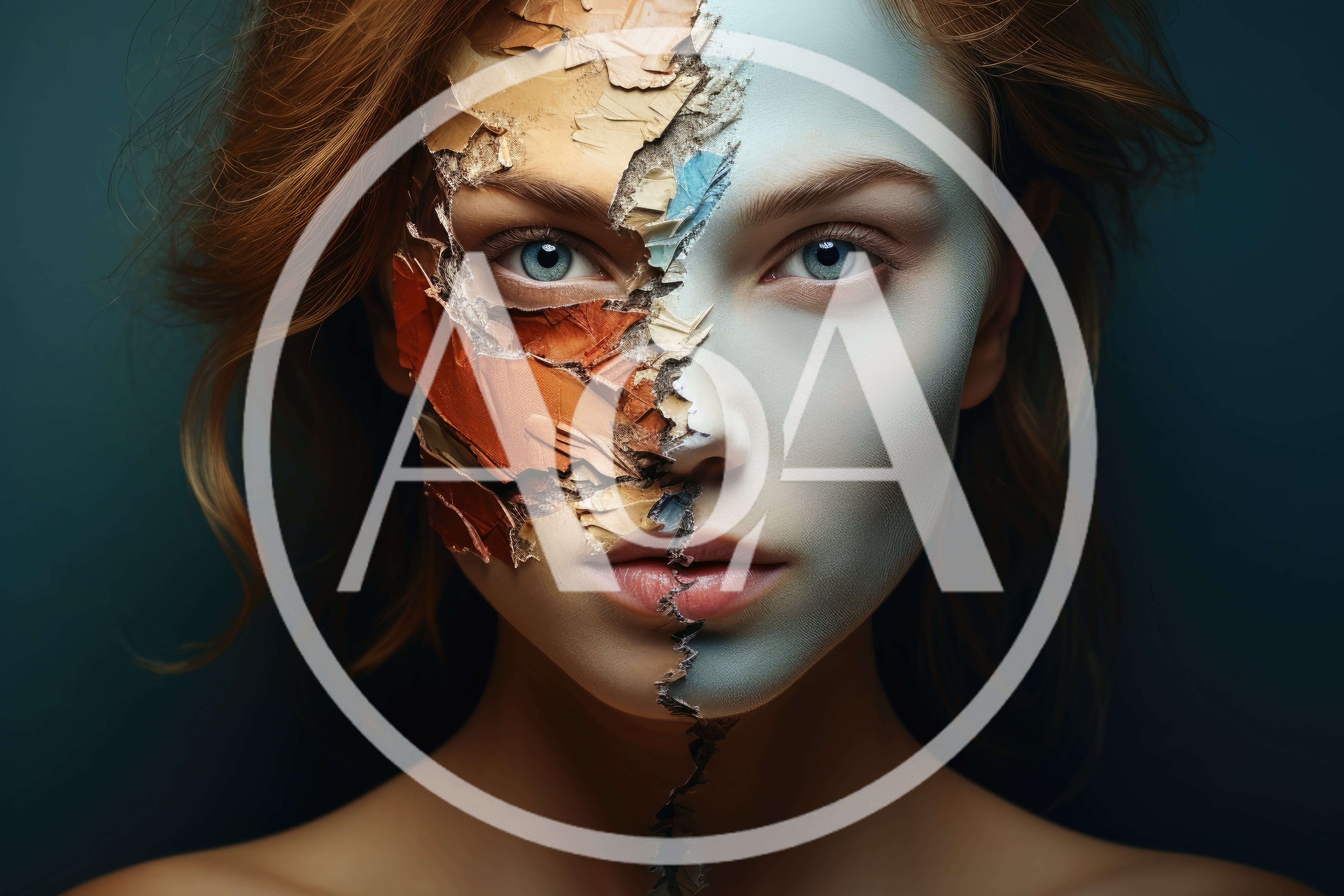 Surreal Portrait Of Woman With Cracked Painted Face