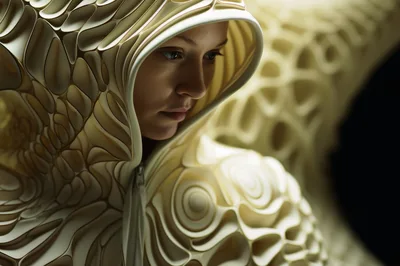 Portrait Of A Woman Wearing Futuristic Sculptural Clothing