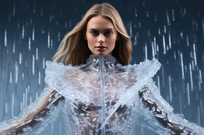 Portrait Of A Woman In Futuristic Ice Crystal Attire