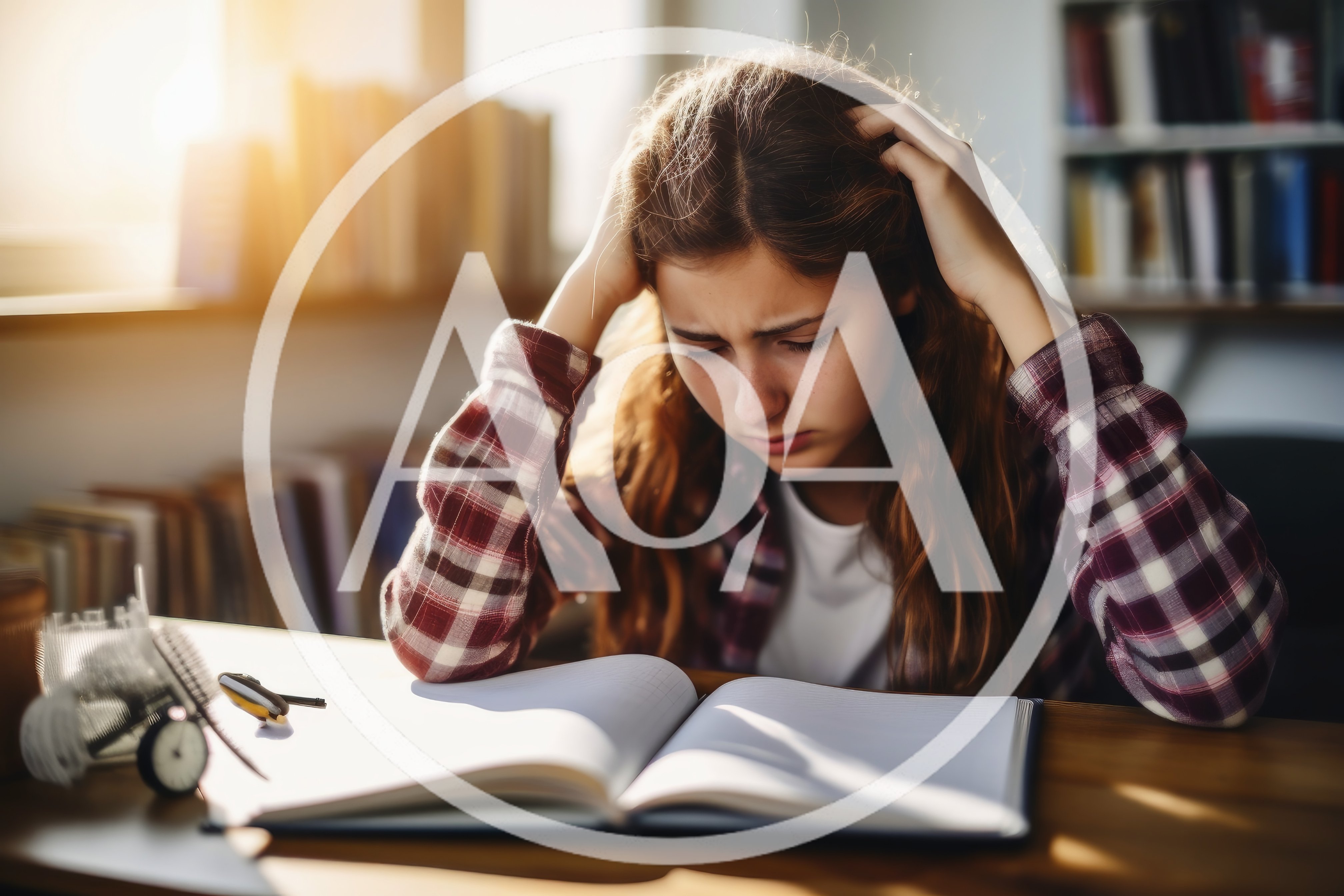 Stressed Student Studying At A Desk