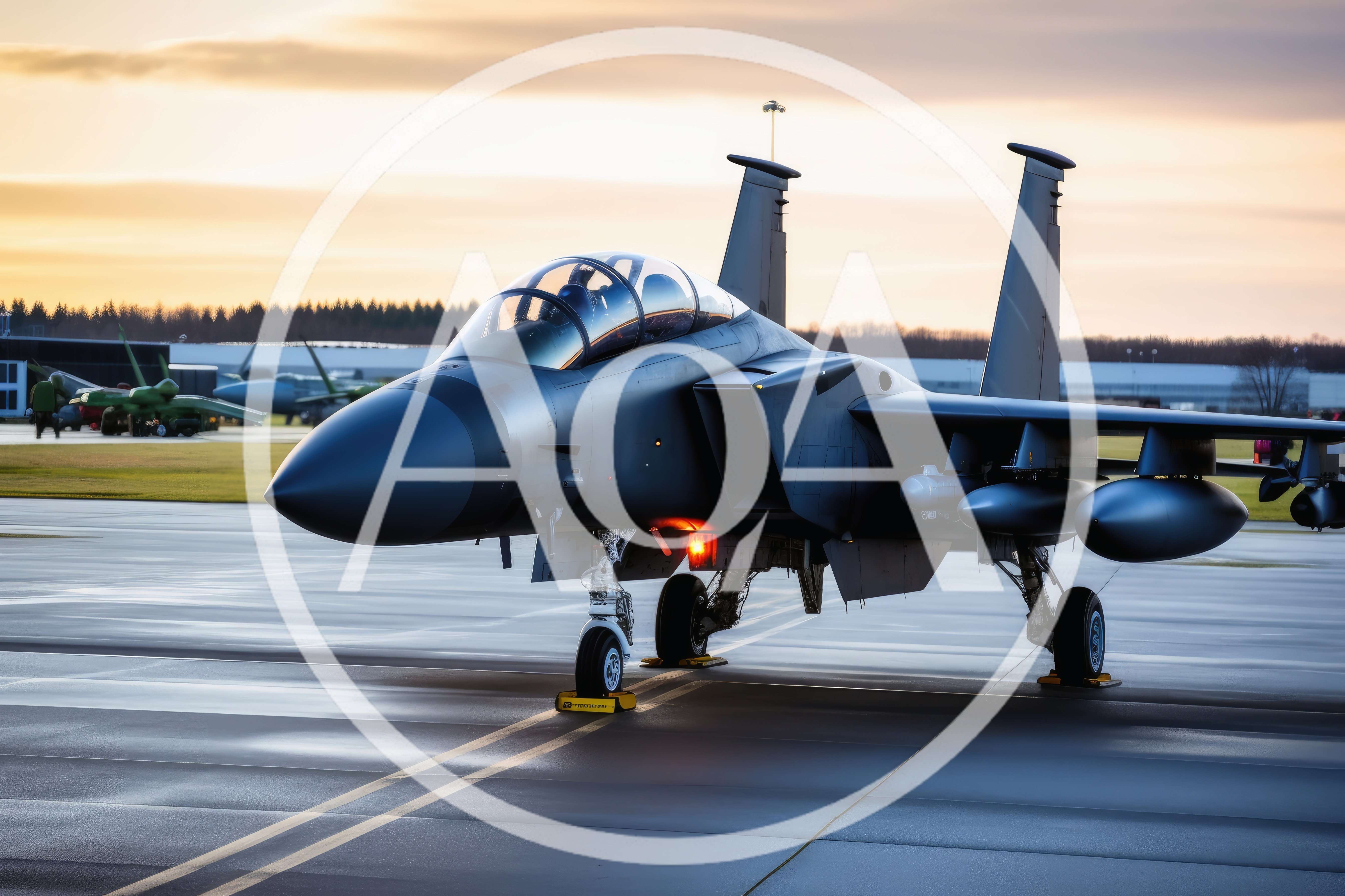 F-15 Eagle Fighter Jet Parked On Airfield Tarmac