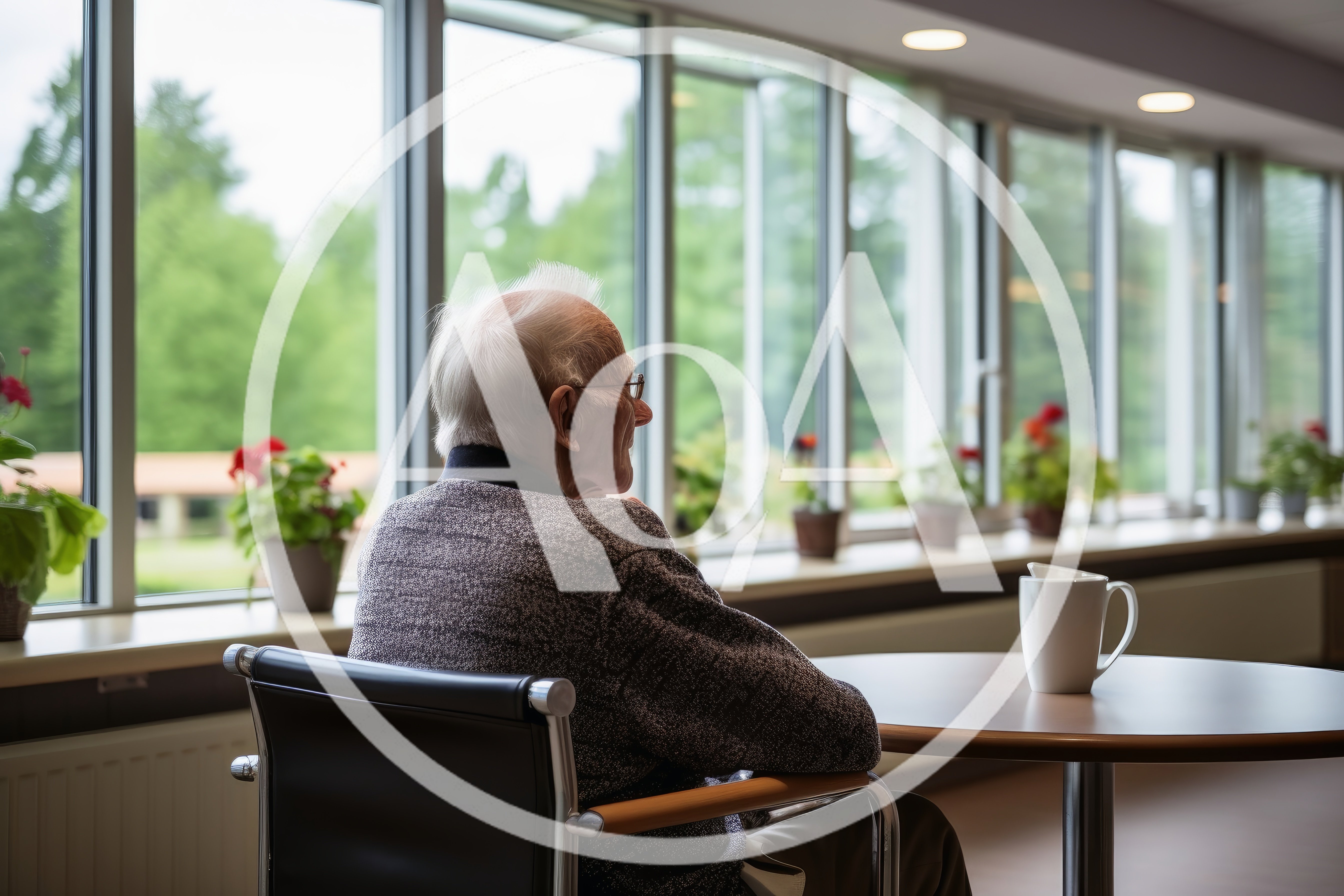 Elderly Man Sitting Alone By A Window