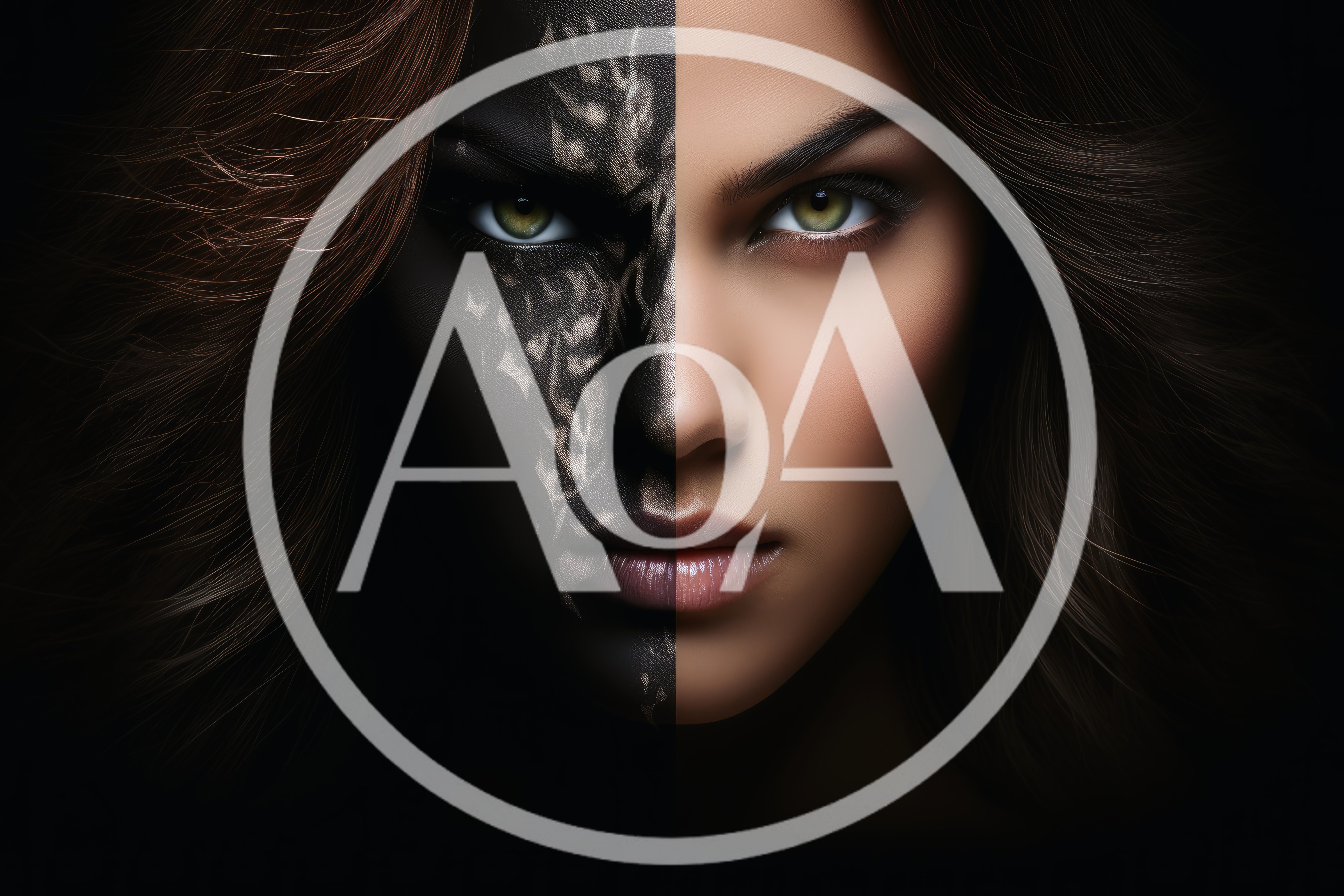 Split Face Portrait With Dark Fantasy Texture