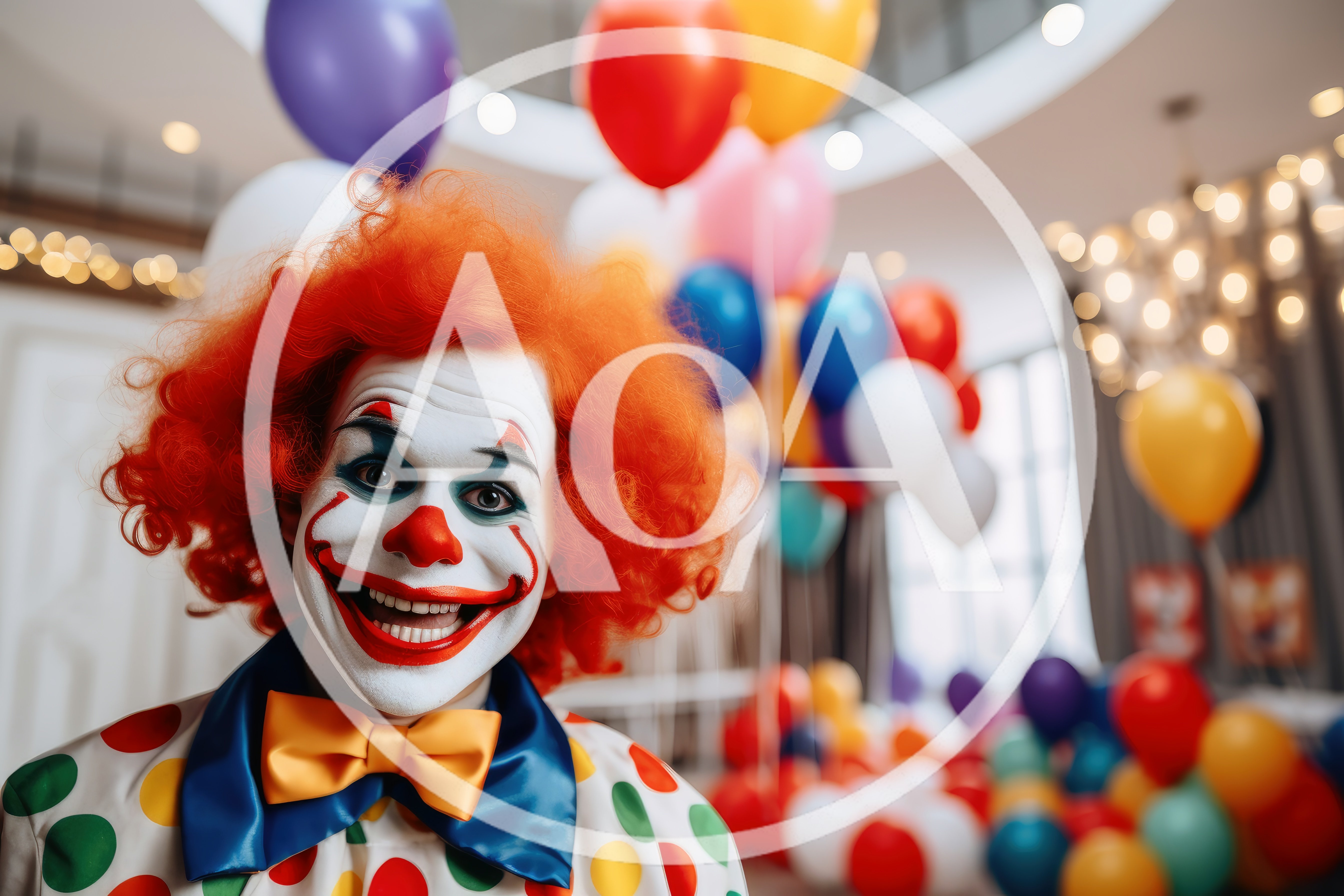 Portrait Of A Smiling Clown With Orange Hair