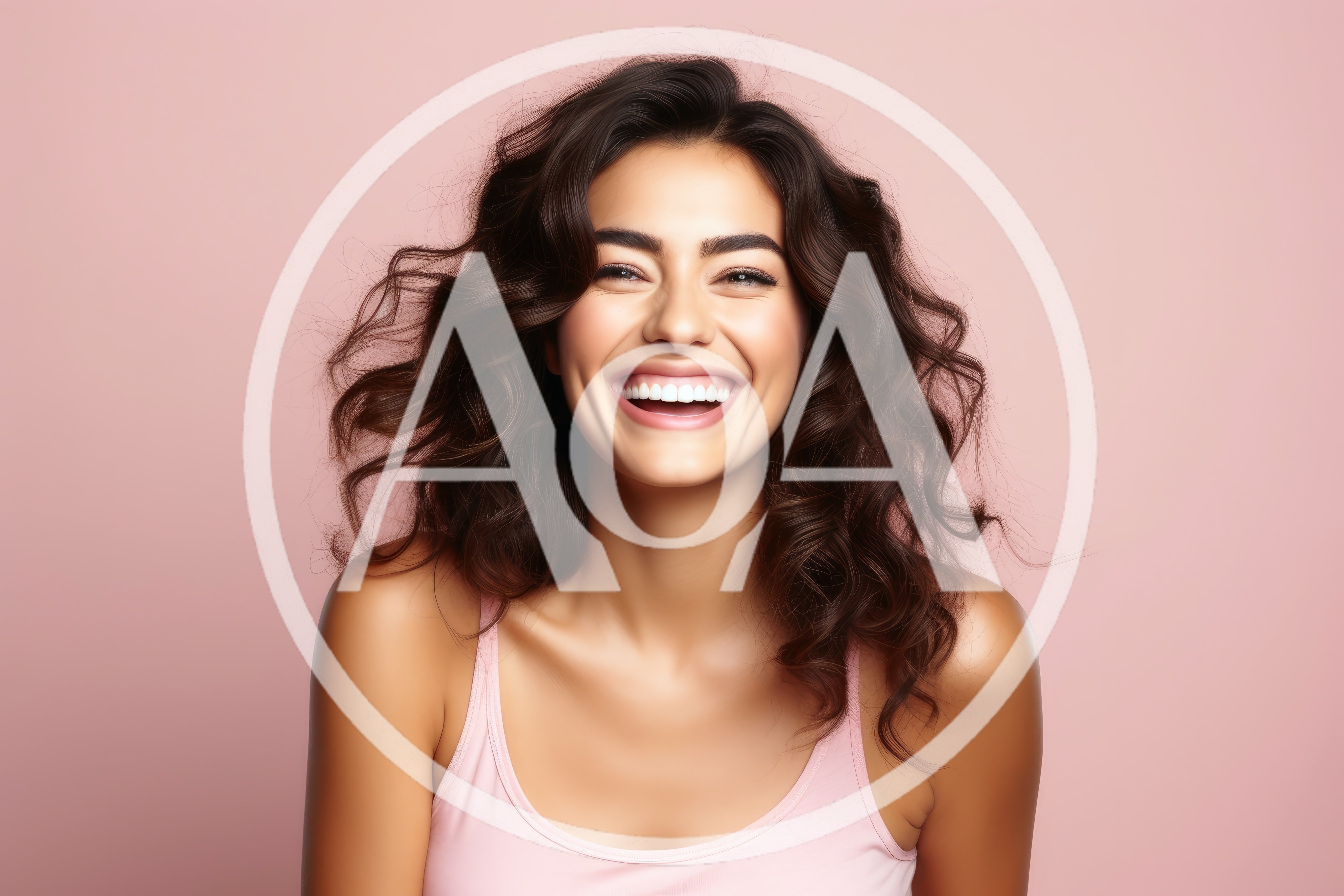 Portrait Of A Joyful Woman With Curly Hair