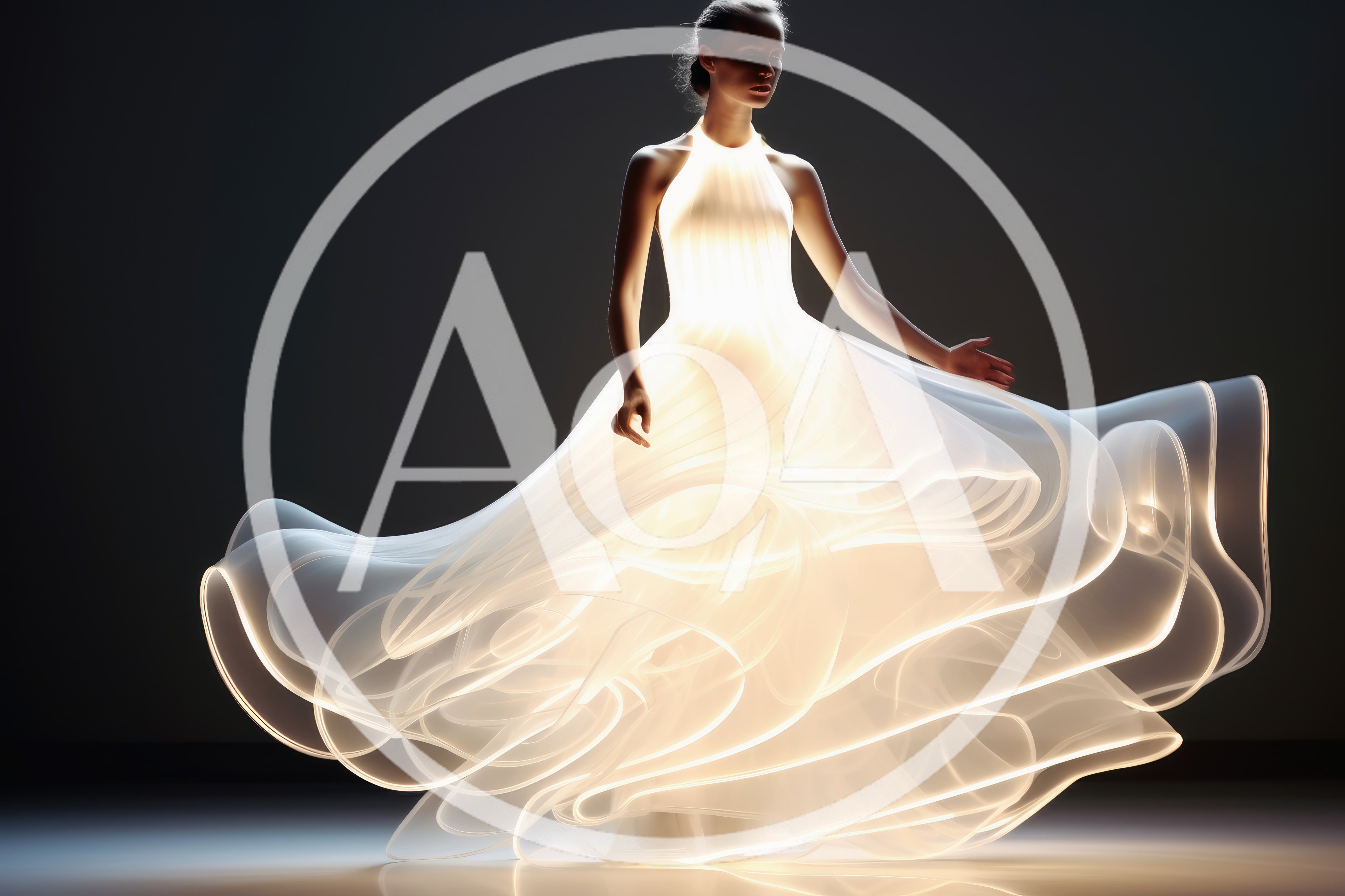 Glowing Luminescent Gown Worn By A Fashion Model