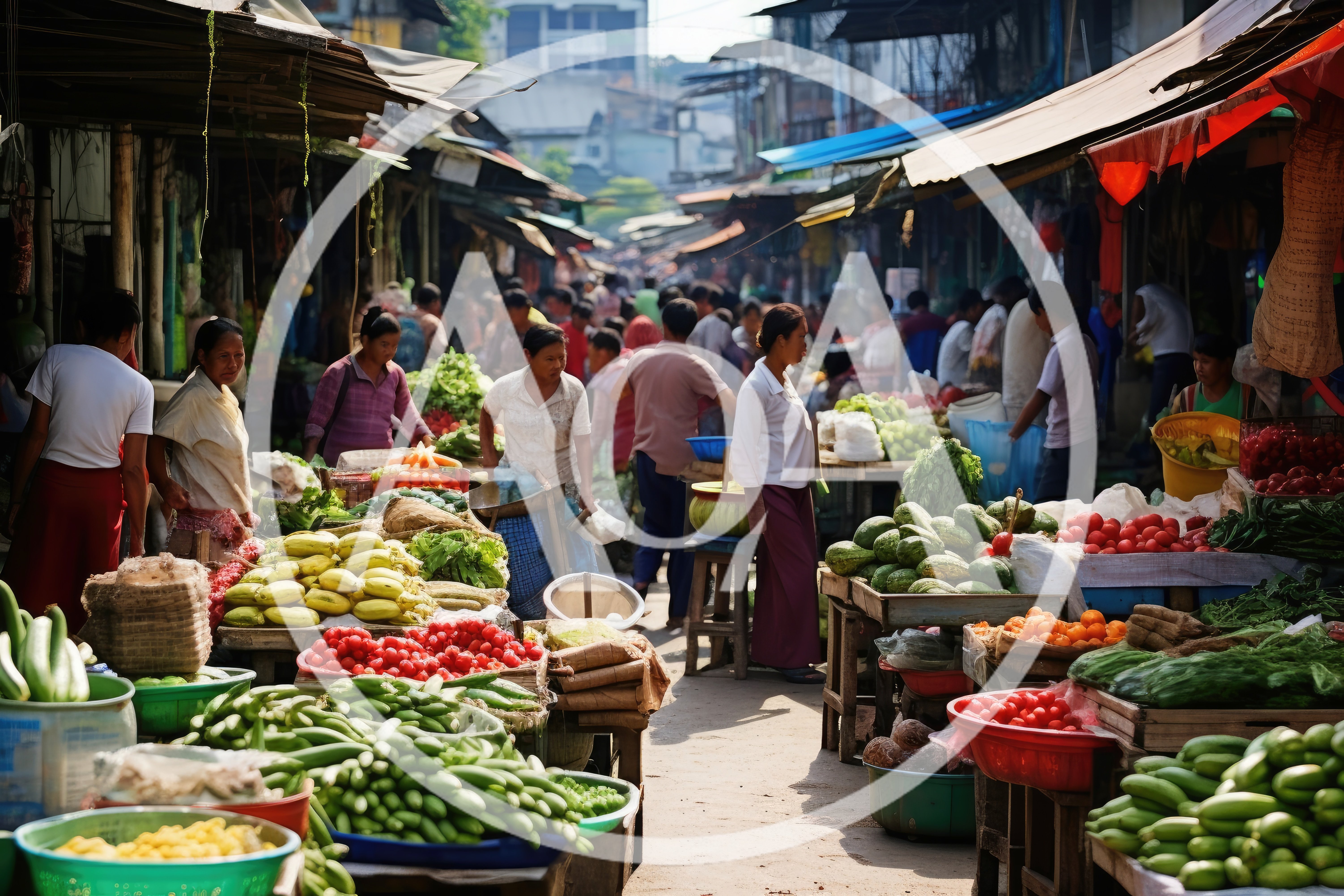 Bustling Outdoor Market Scene With Local Vendors