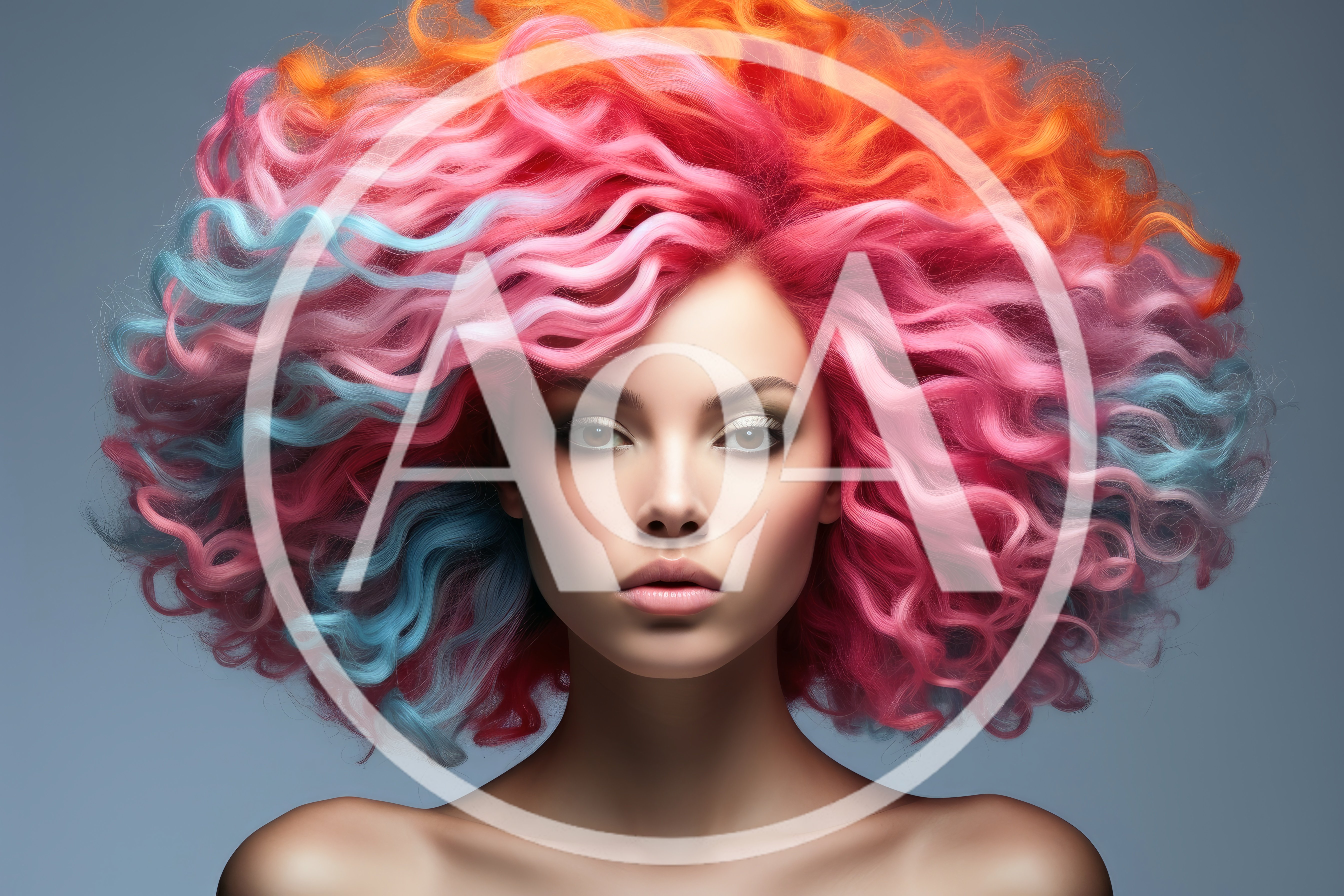 Portrait Of A Woman With Vibrant Multi Colored Hair