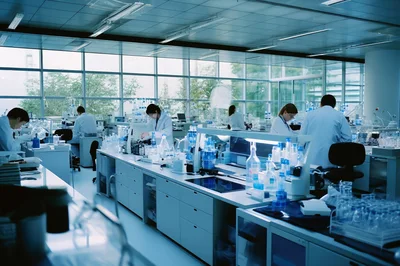 Scientists Working In A Modern Pharmaceutical Research Laboratory