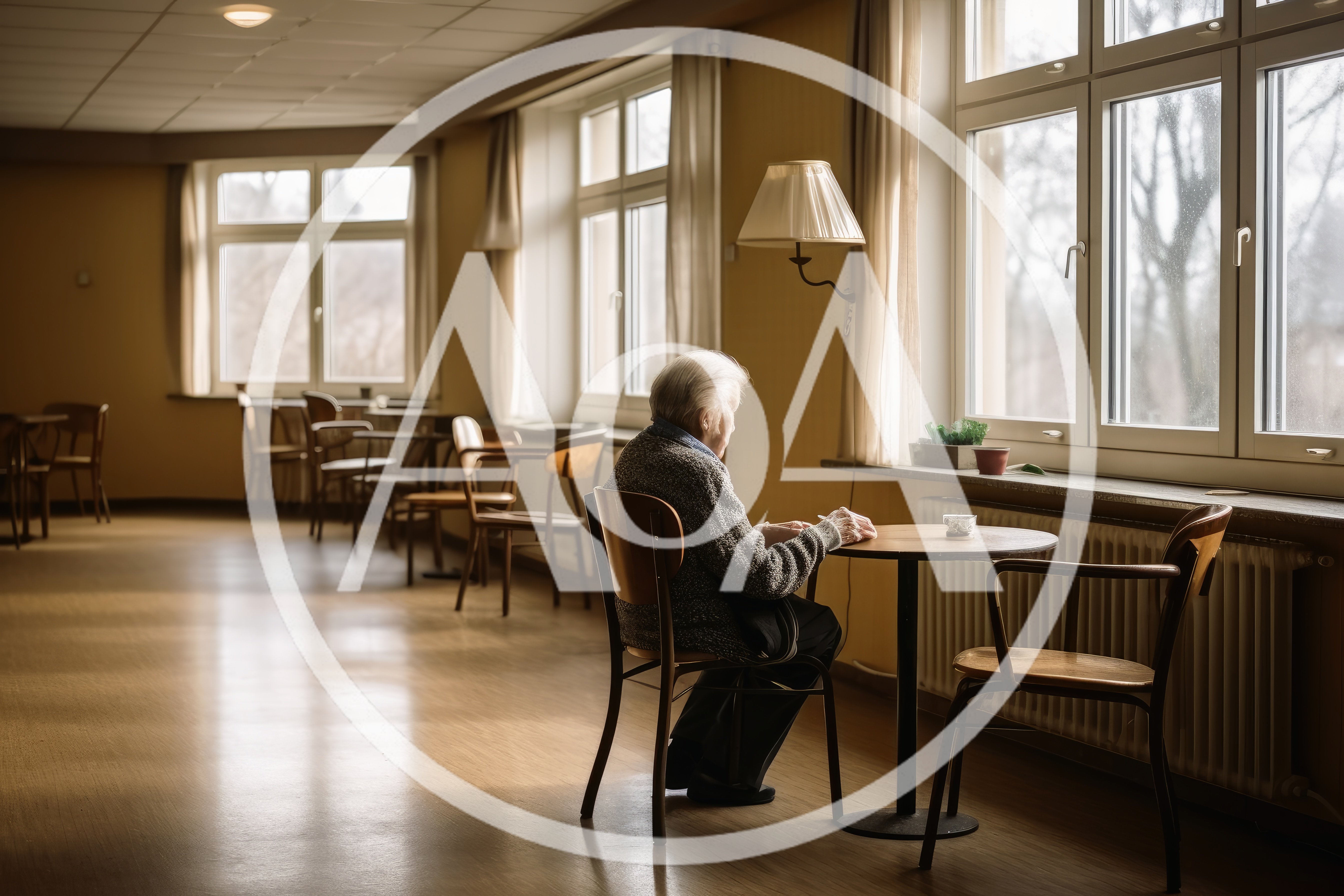 Elderly Woman Sitting Alone at a Table