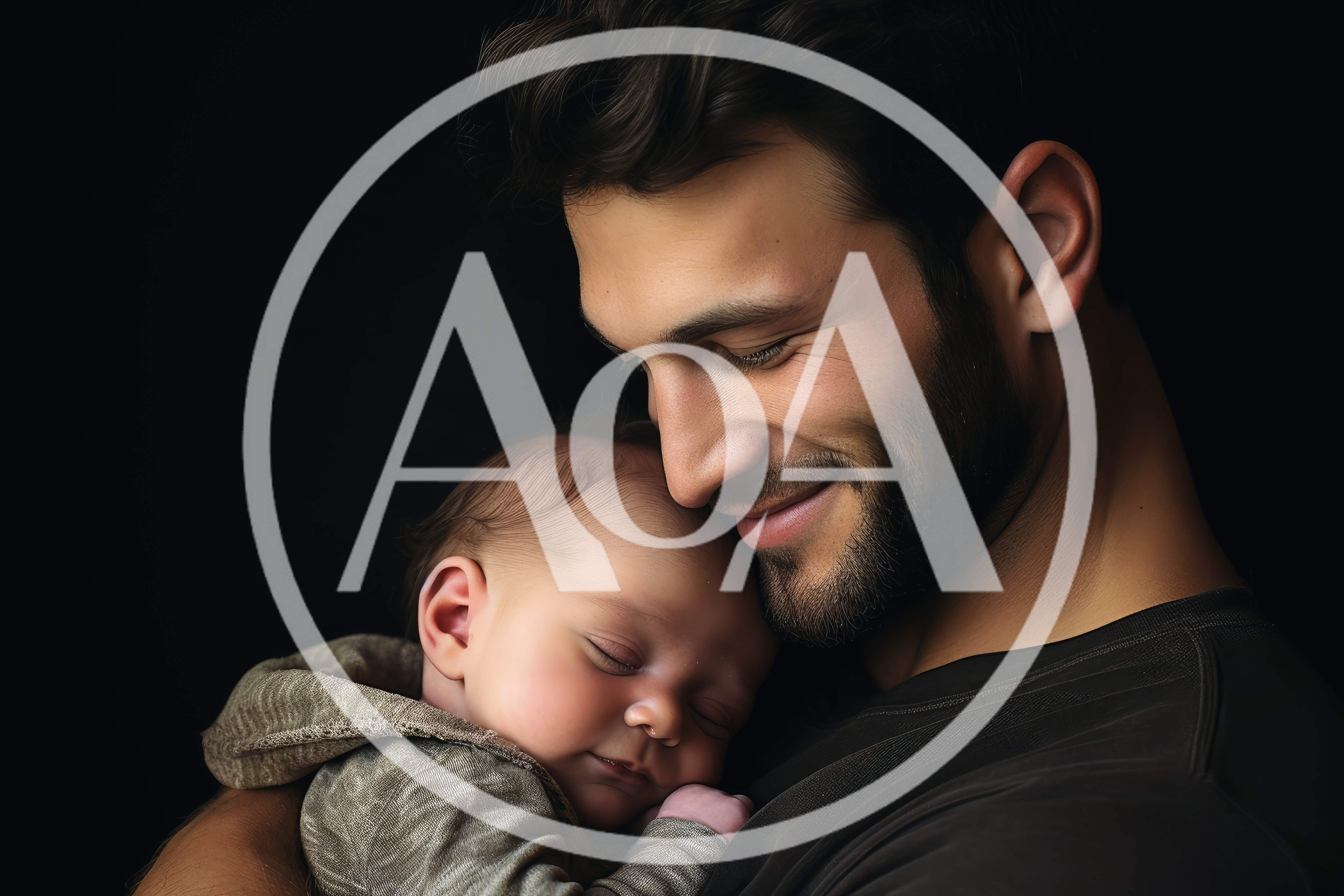 Father Holding His Sleeping Newborn Baby