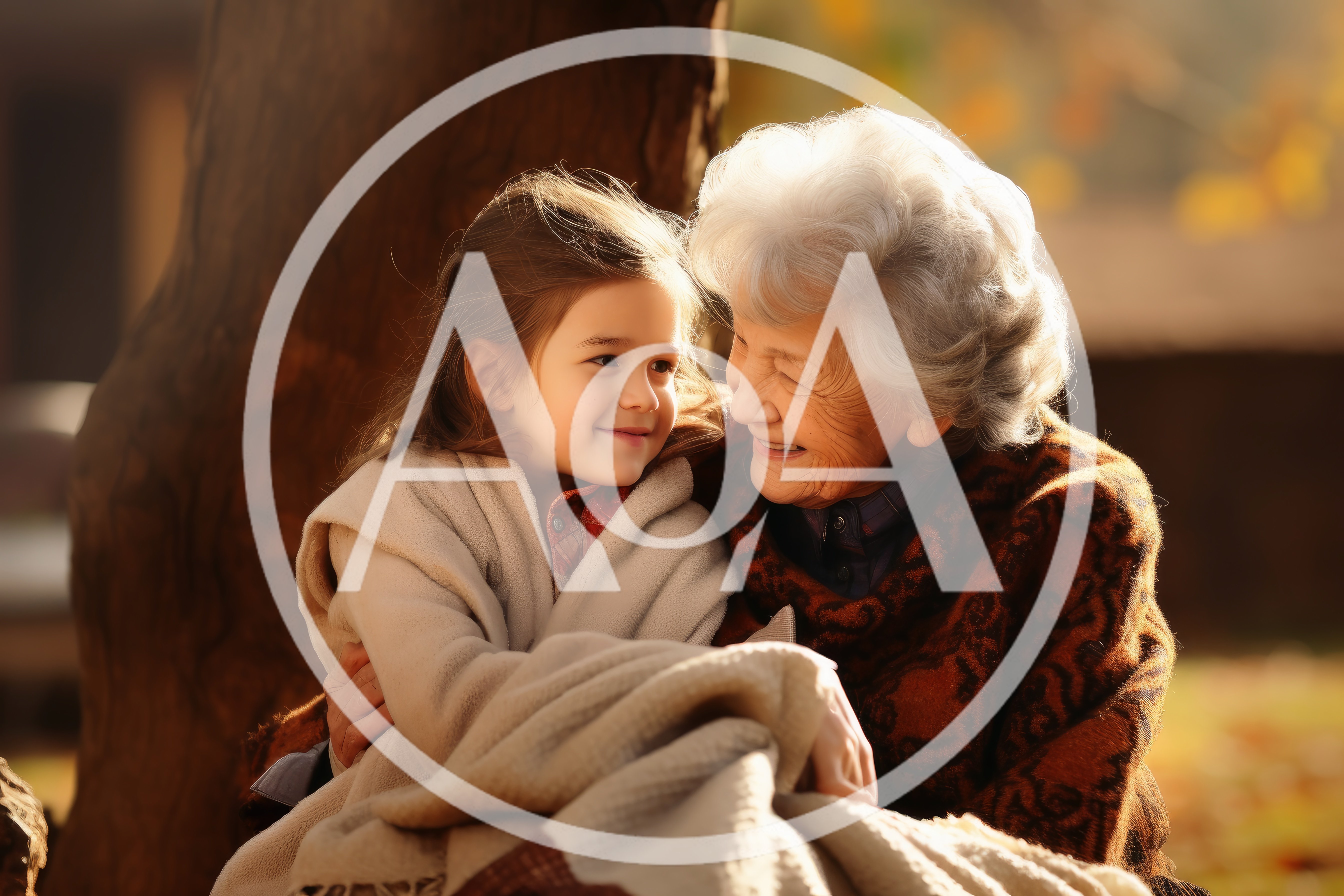 Grandmother And Granddaughter Sharing A Warm Moment Outdoors