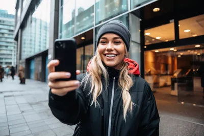 Young Woman Taking A Selfie In The City