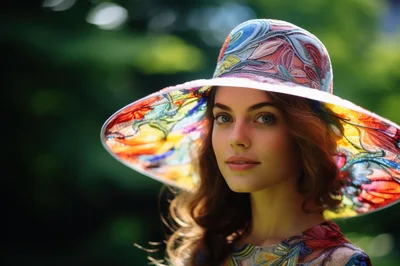 Portrait Of A Young Woman Wearing A Colorful Hat