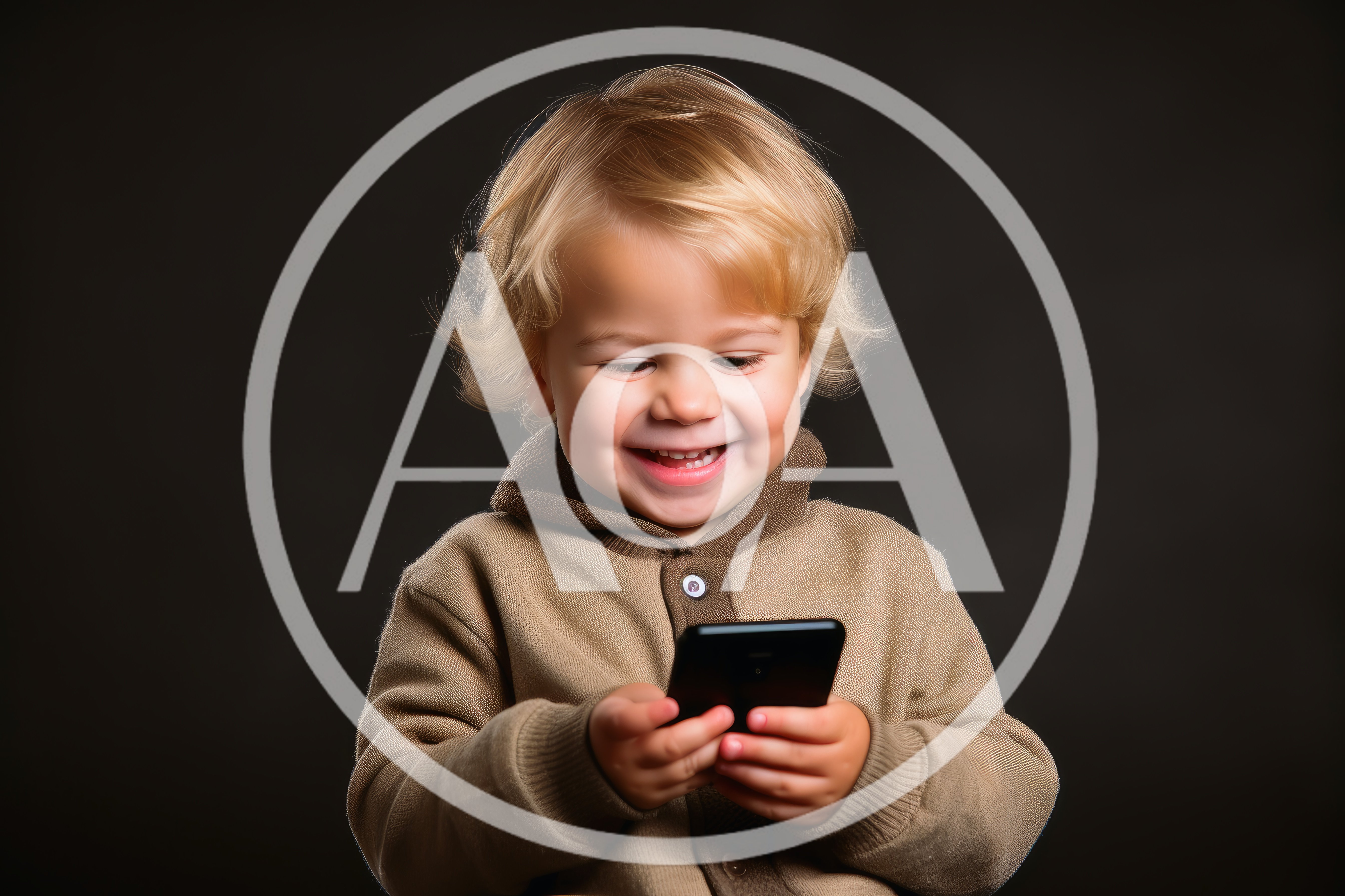 Happy Toddler Boy Using A Smartphone
