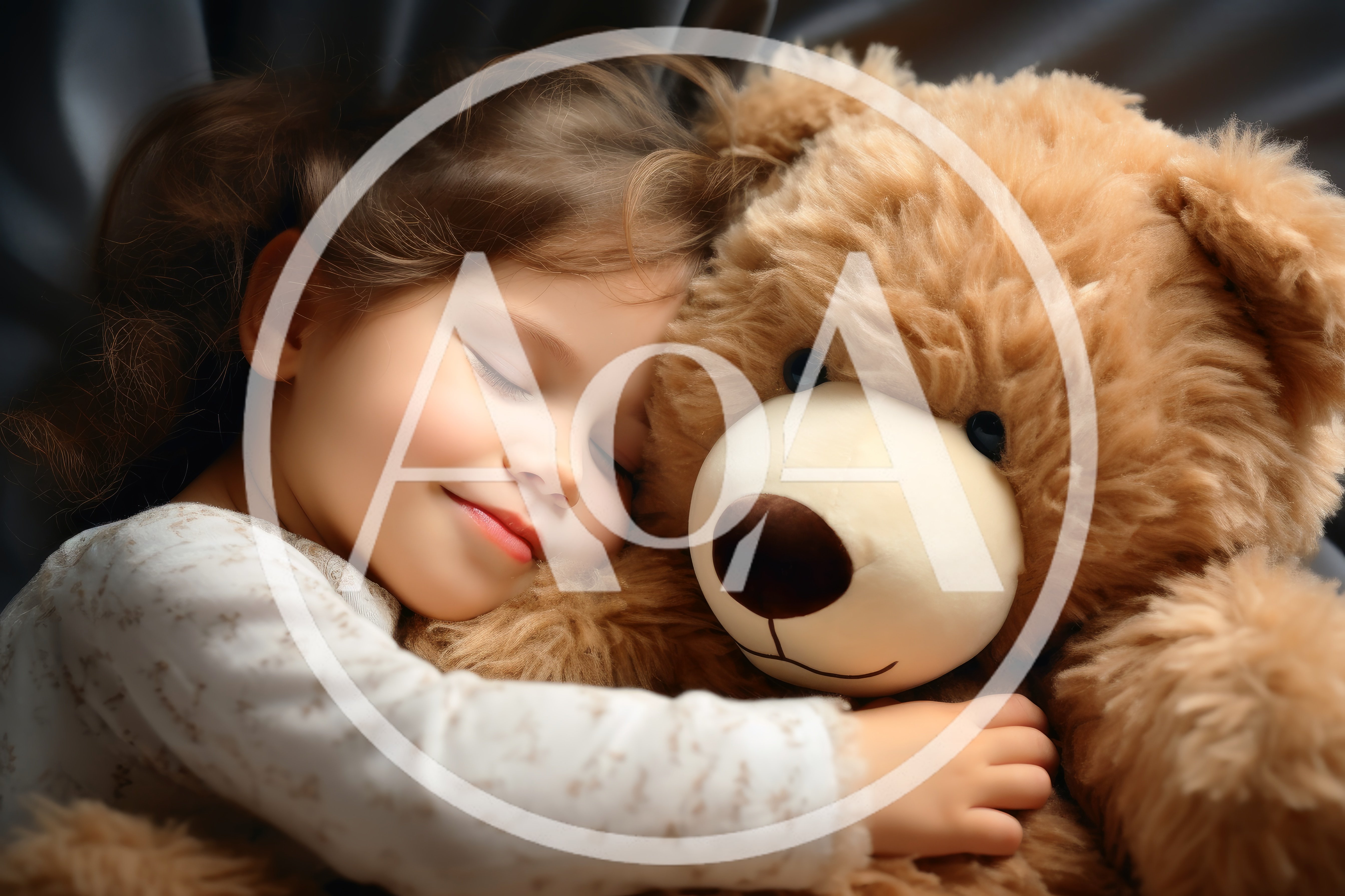 Little Girl Sleeping With Her Teddy Bear