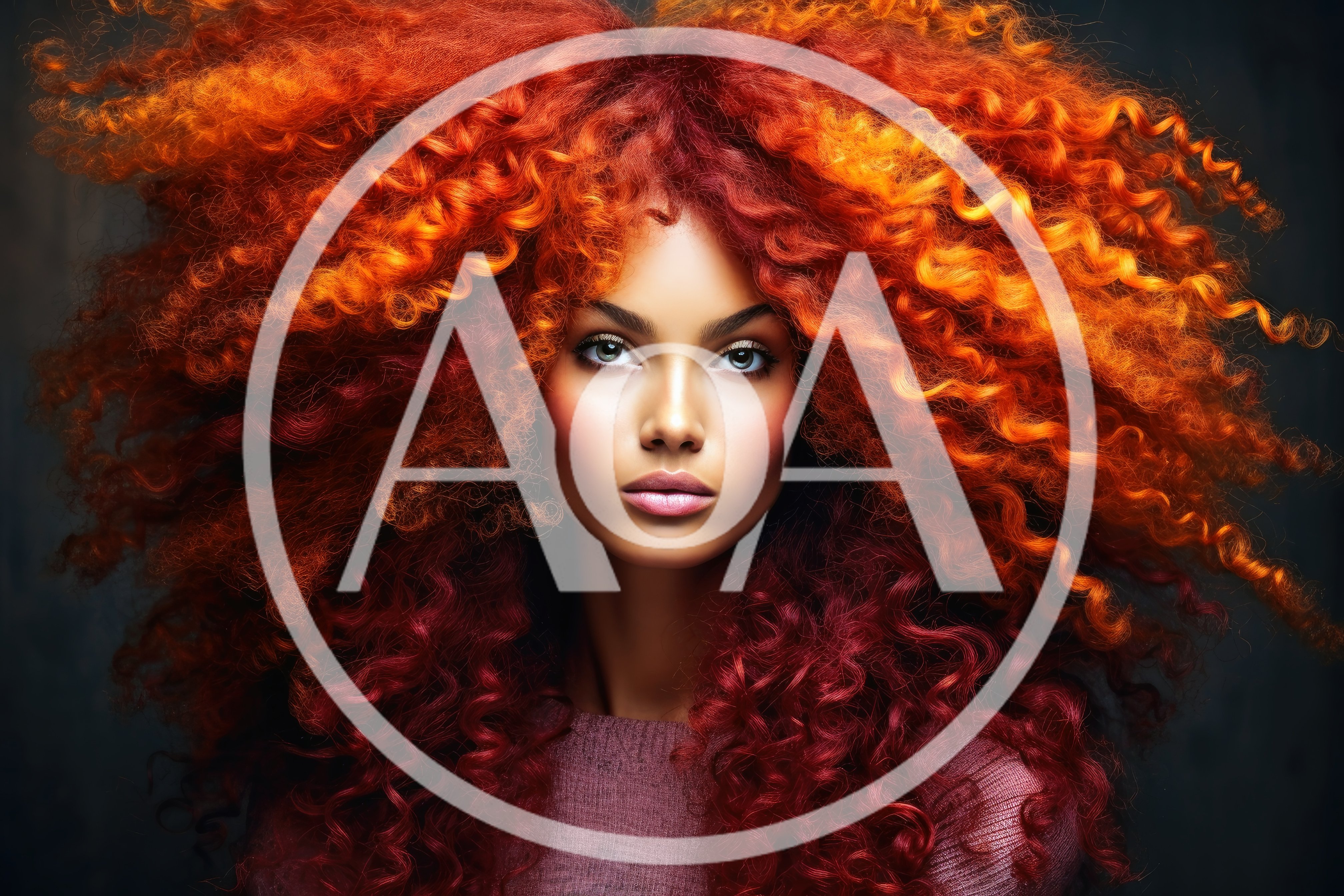 Portrait Of A Woman With Vibrant Curly Red Hair