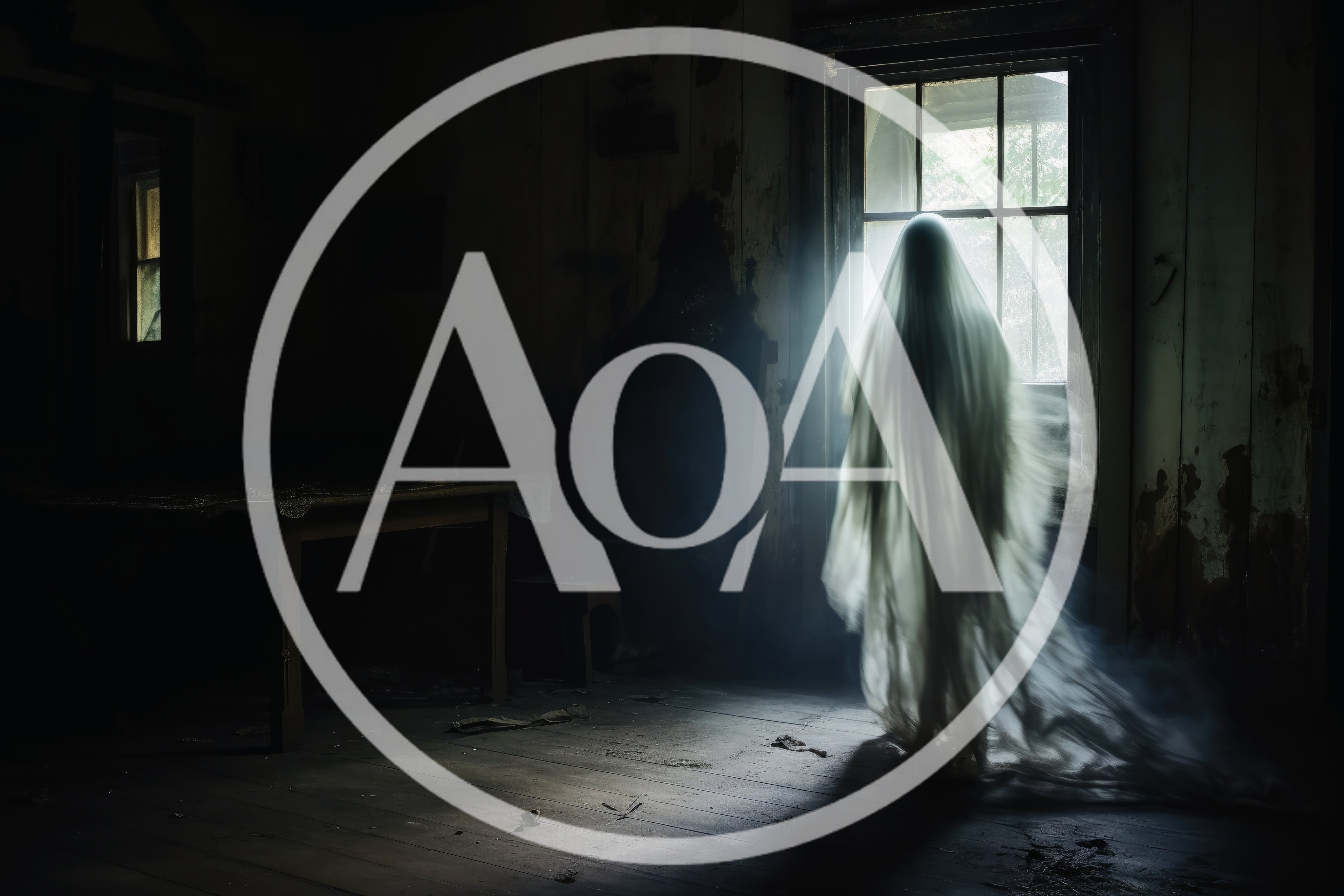 Ghostly Figure Standing In A Dark Abandoned Room
