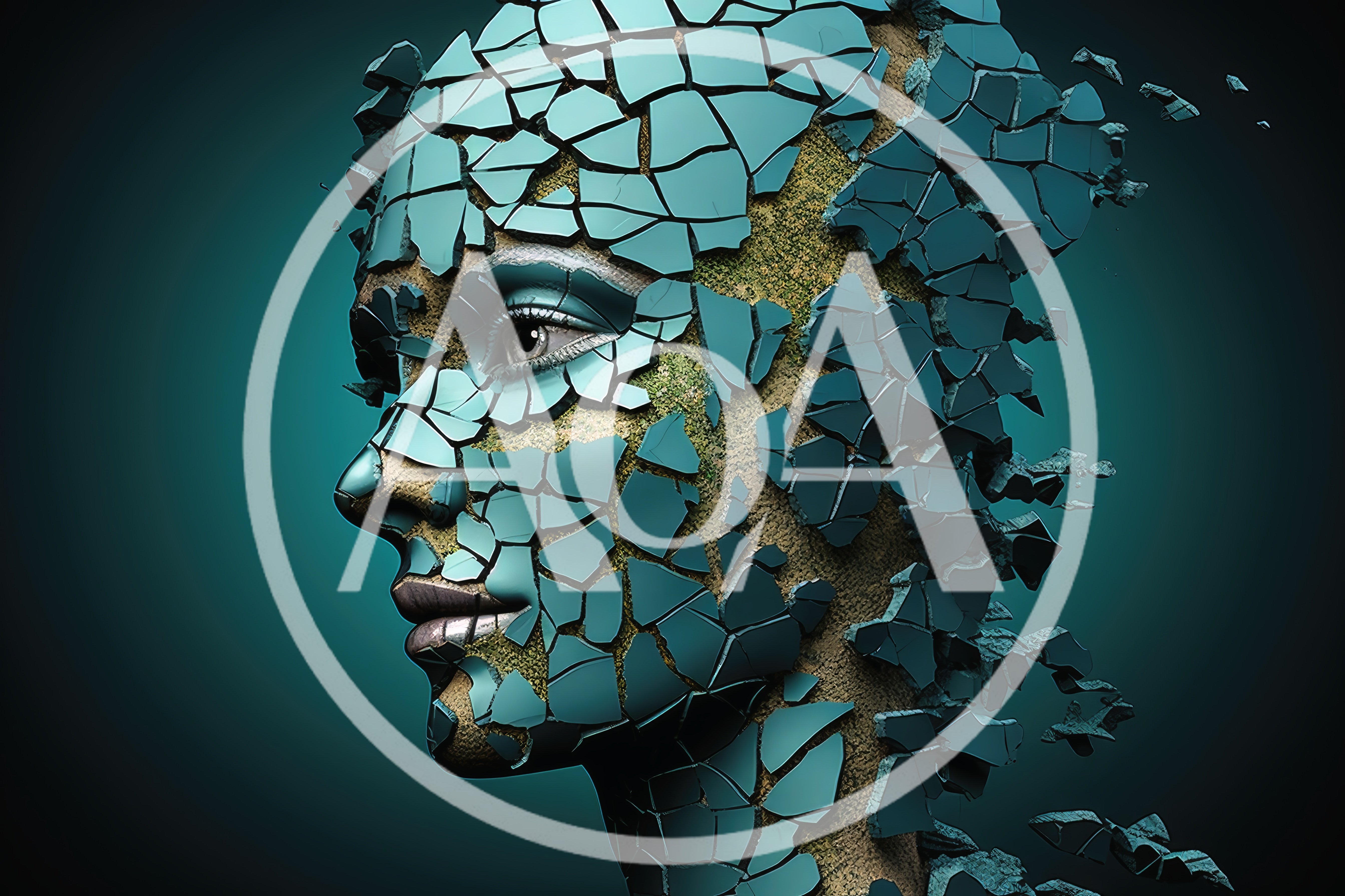Surreal Portrait Of A Shattered Human Face