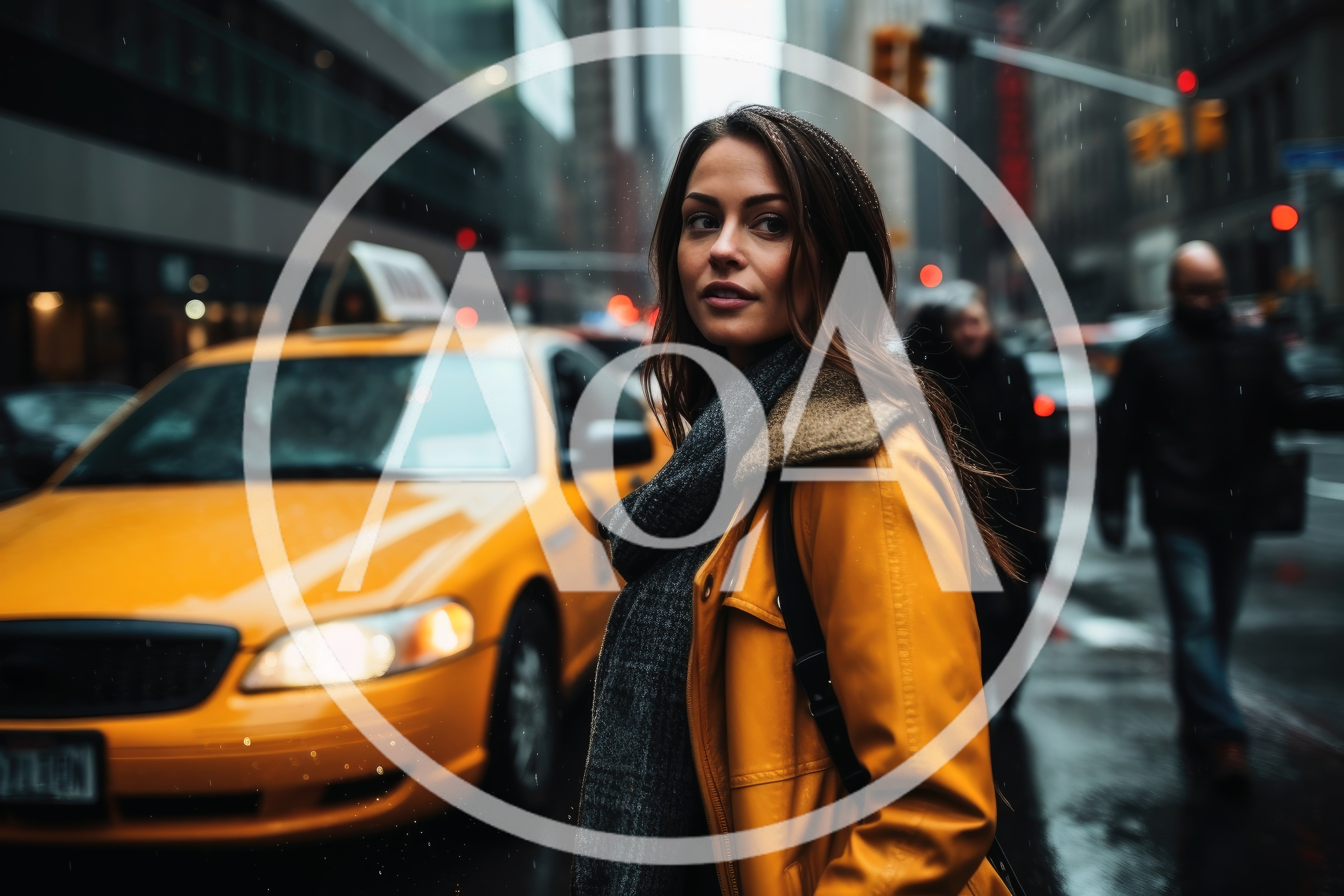 Young Woman Walking Through Busy New York City Street