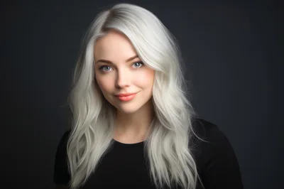 Portrait Of A Young Woman With Platinum Blonde Hair