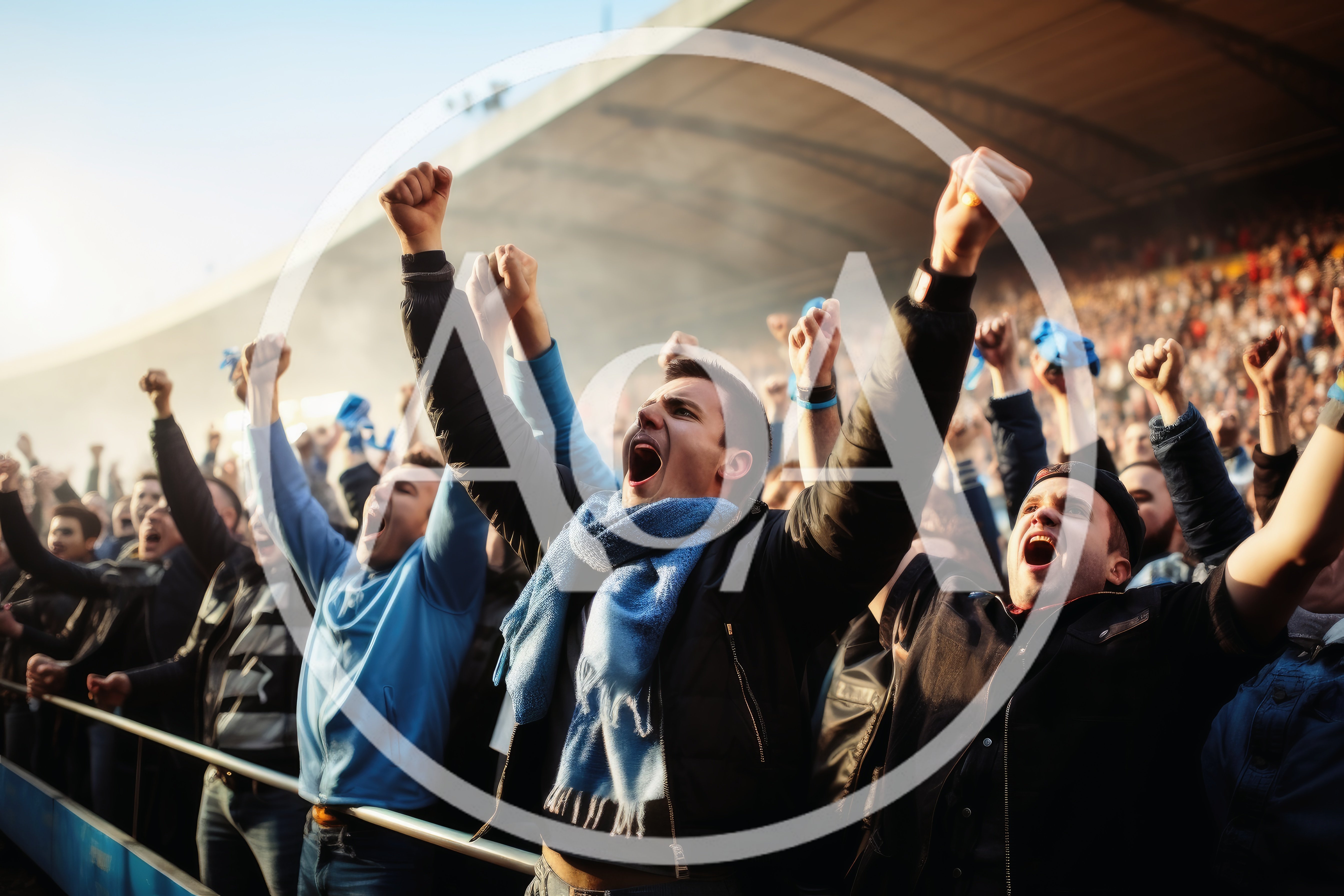 Passionate Soccer Fans Cheering In Stadium Crowd