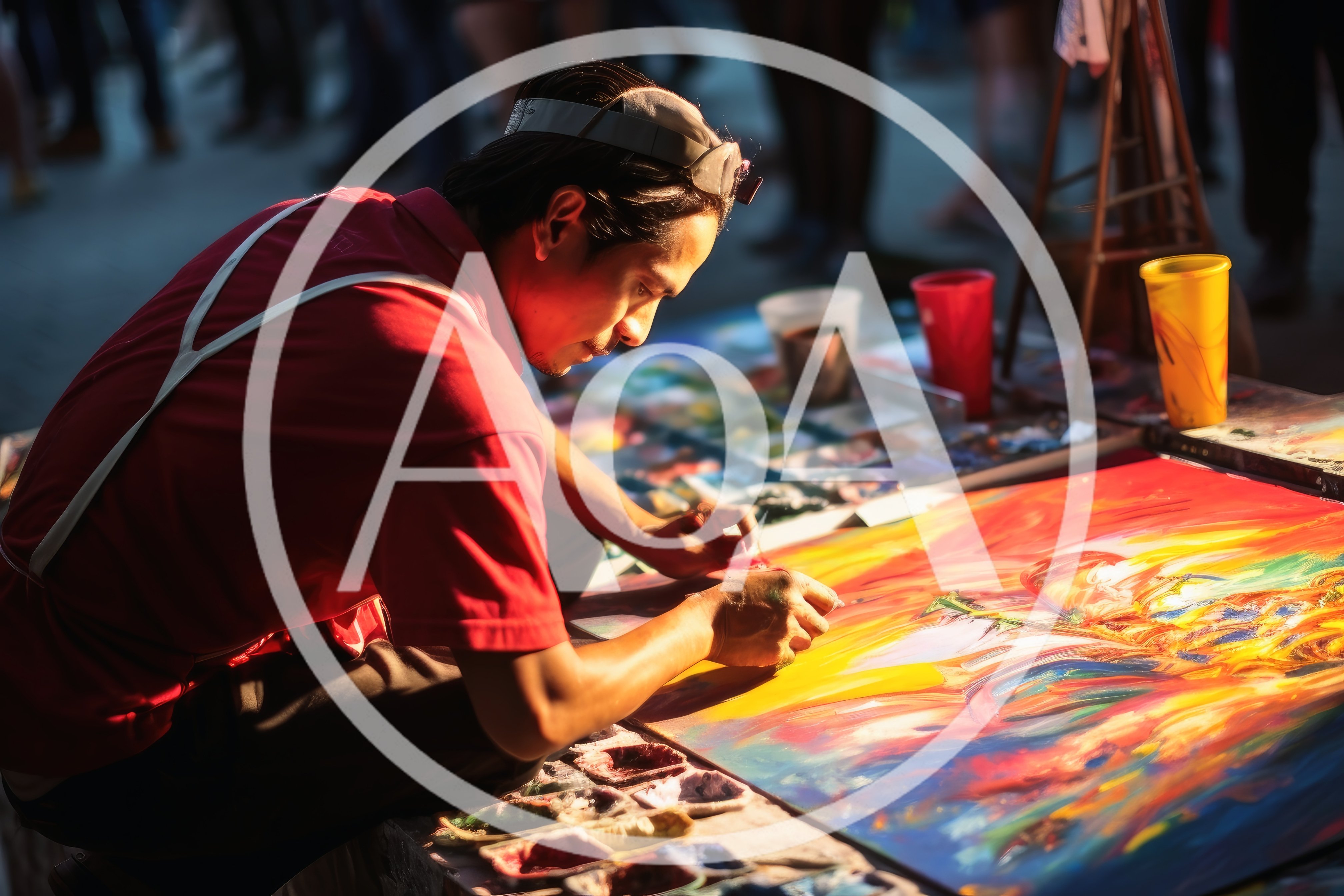Street Artist Painting Vibrant Abstract Artwork
