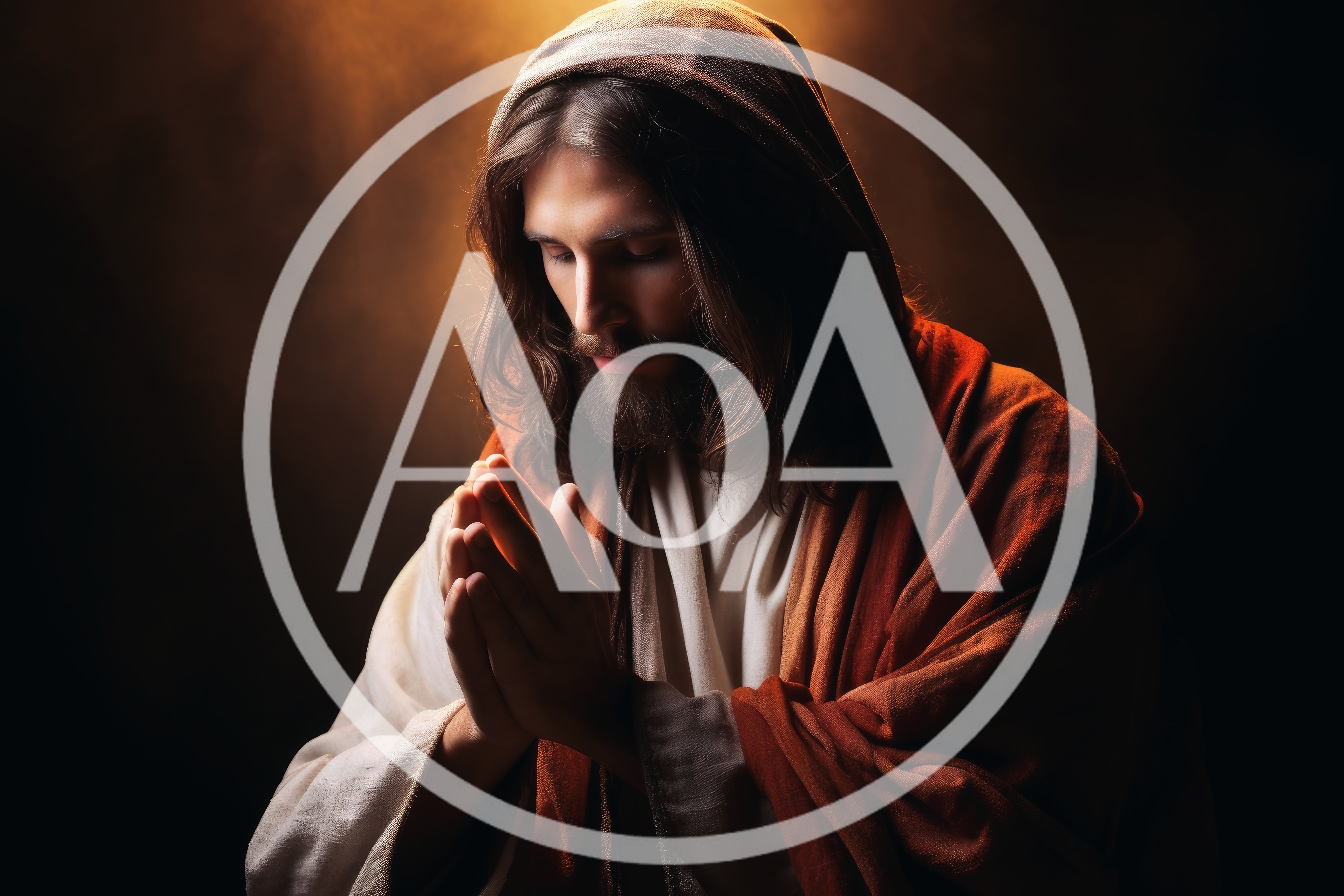 Jesus Christ Praying With Hands Clasped In Devotion