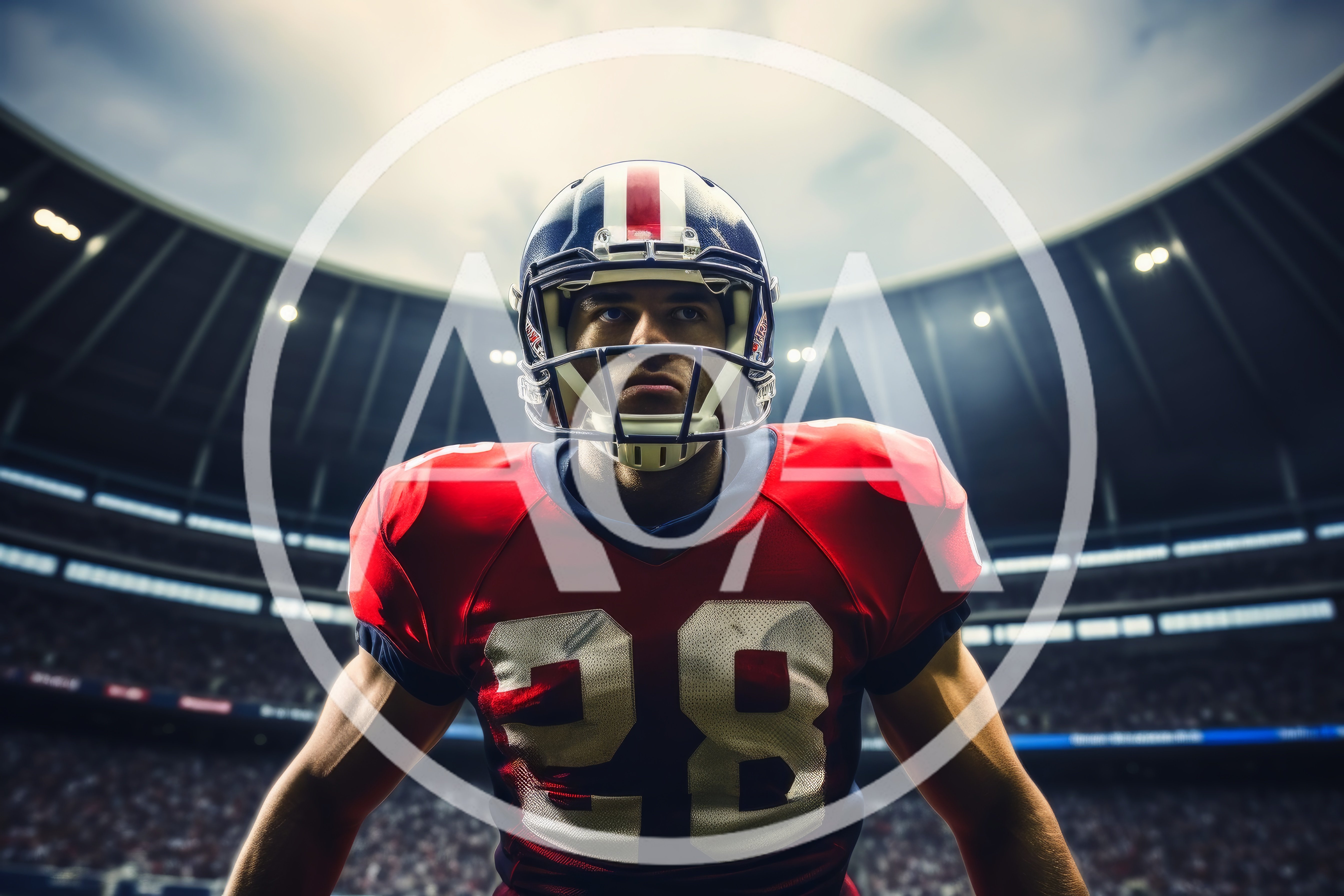 American Football Player Standing In Stadium