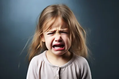 Crying Young Girl With Messy Hair