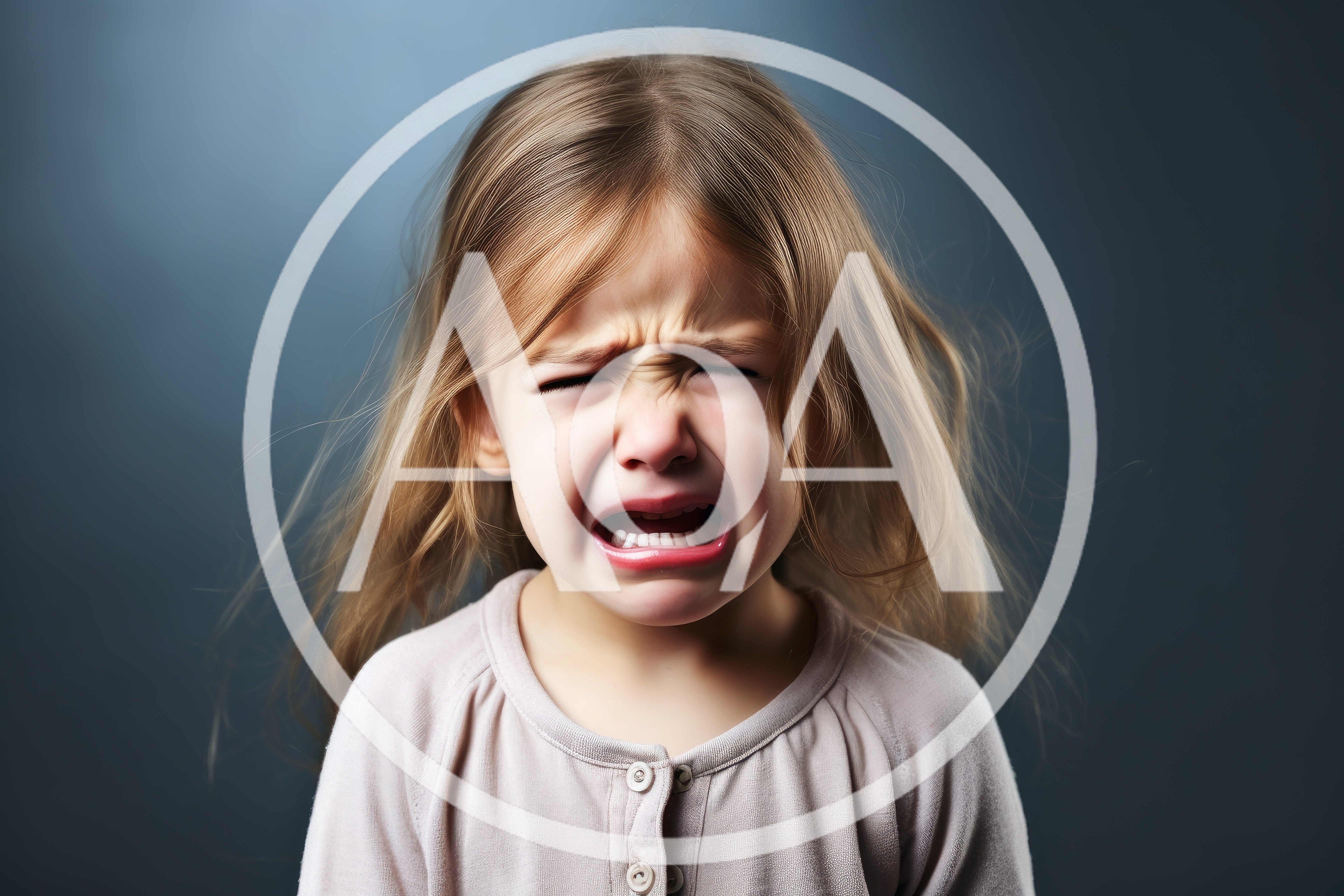 Crying Young Girl With Messy Hair