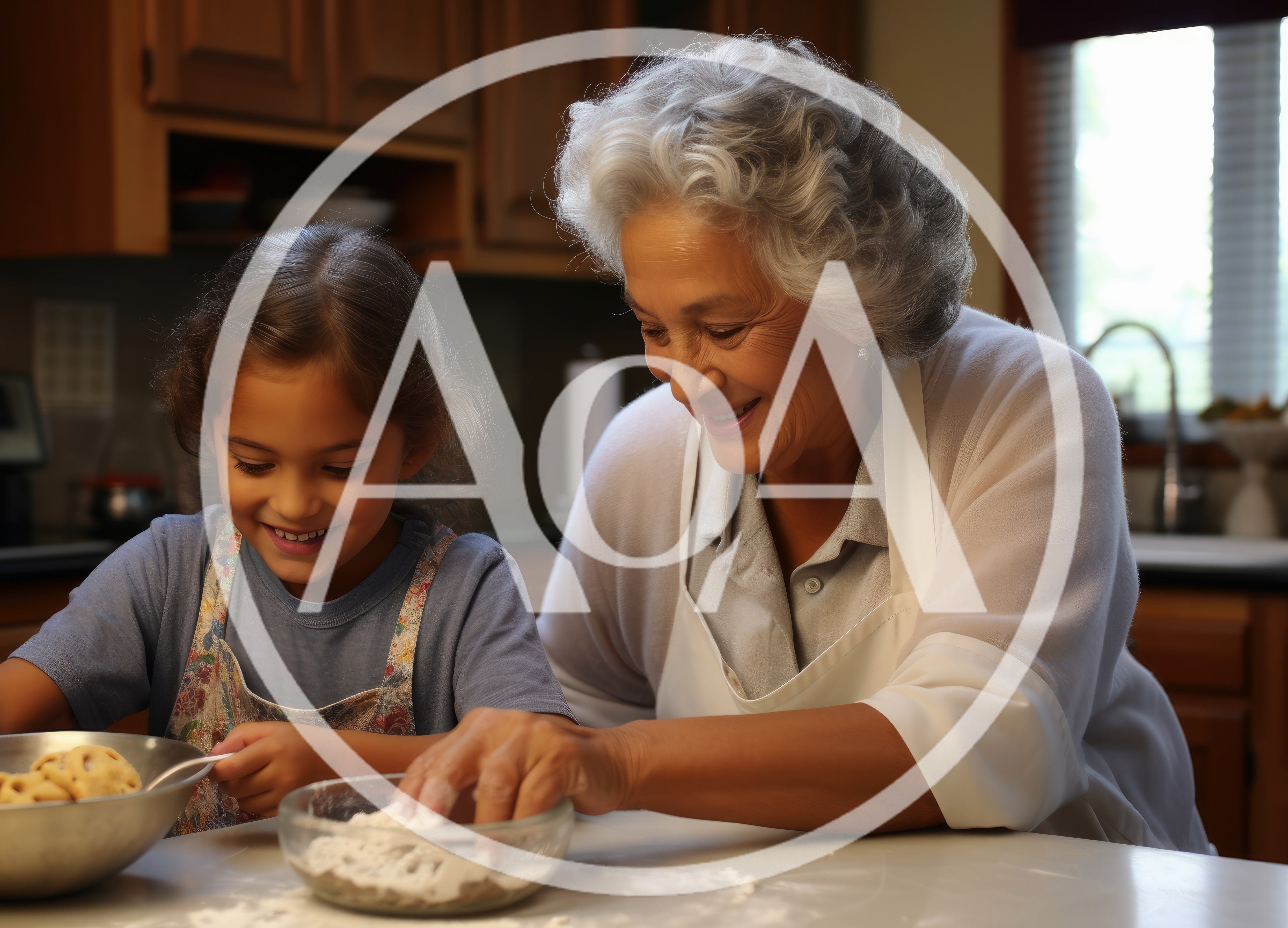 Grandmother and Granddaughter Baking Cookies Together