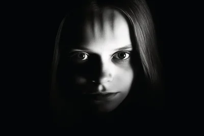 Dramatic Portrait Of A Young Girl In Deep Shadow