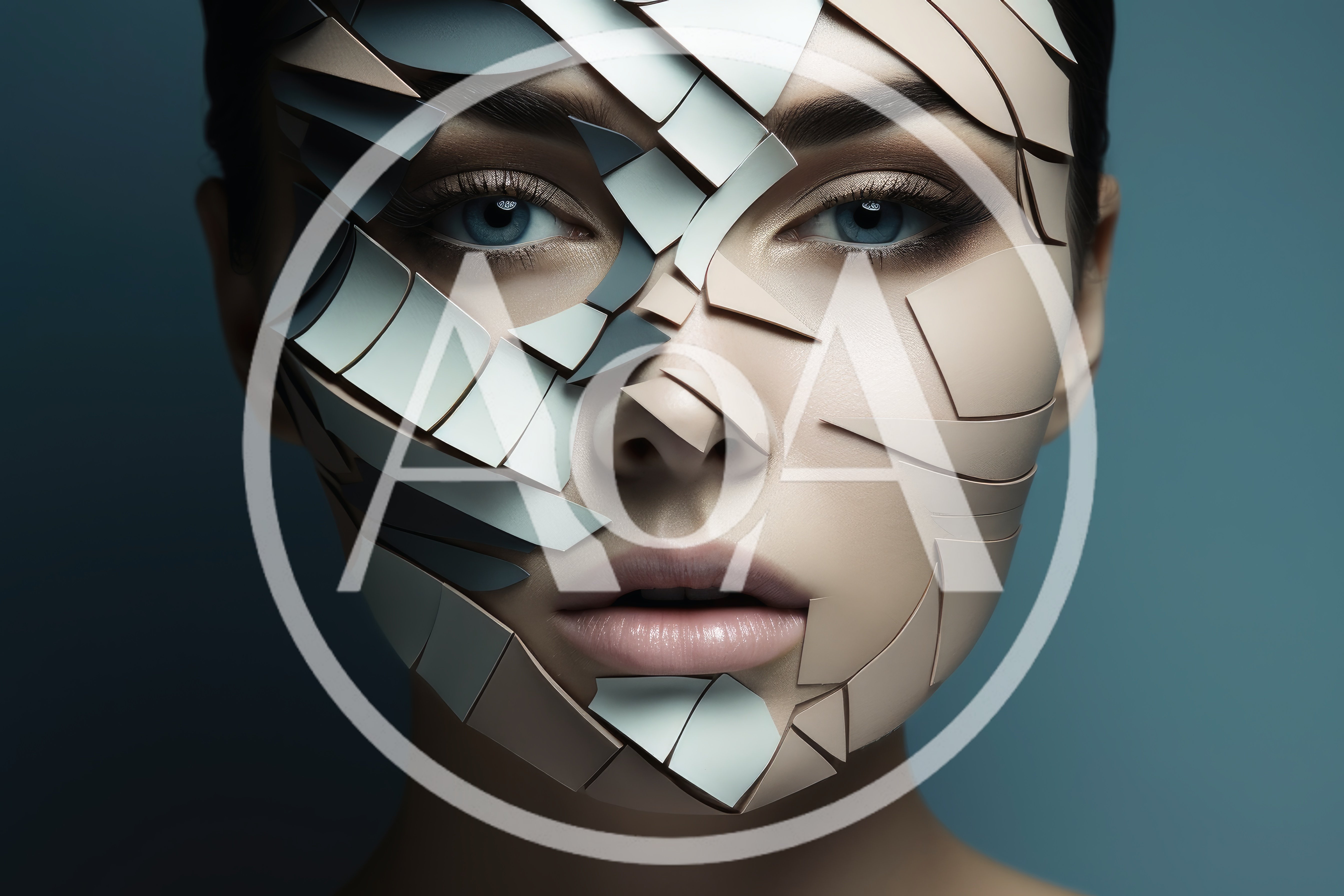 Surreal Portrait Of A Woman With Fragmented Face