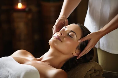 Woman Receiving A Relaxing Facial Massage At A Spa