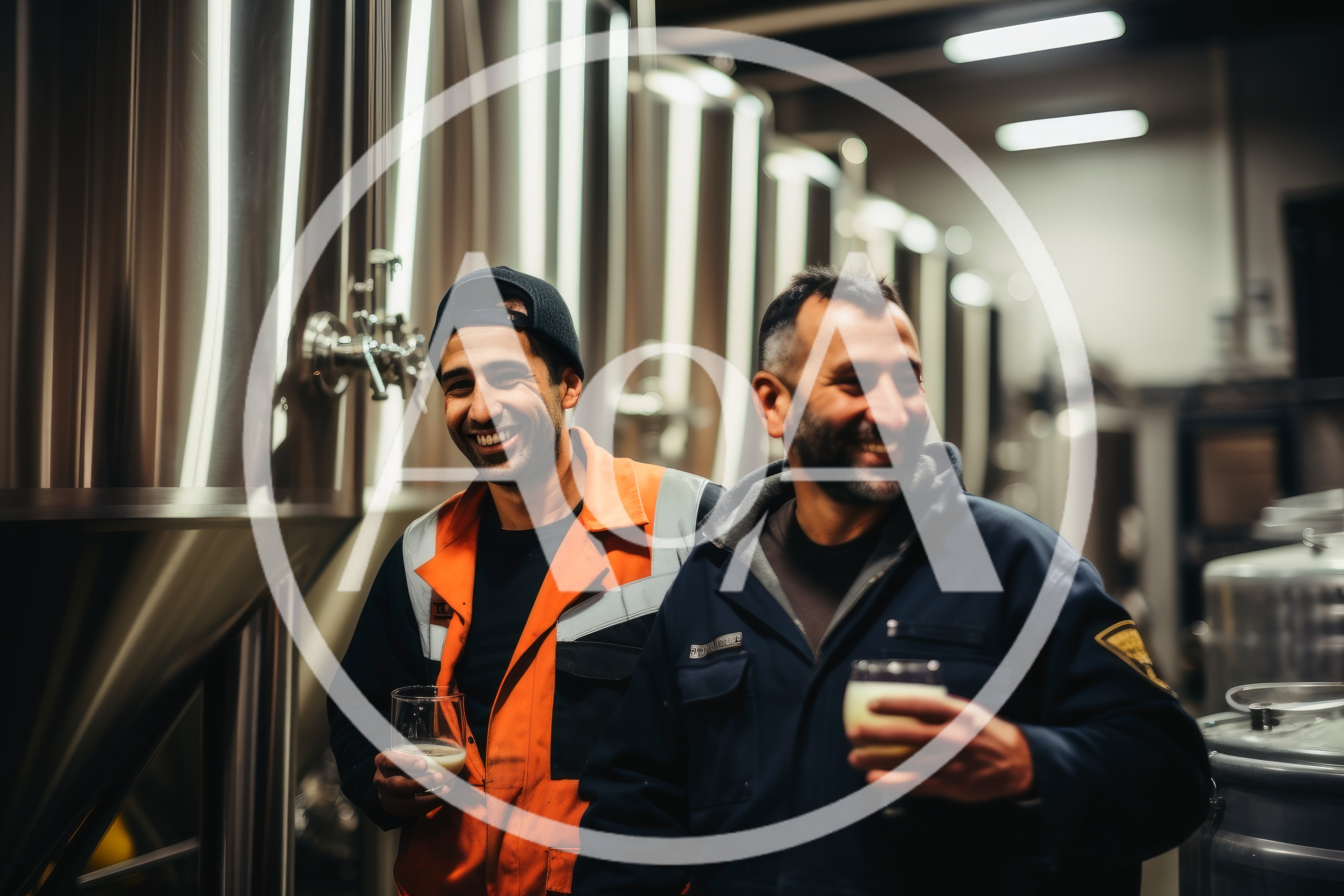 Two Happy Brewery Workers Tasting Fresh Beer
