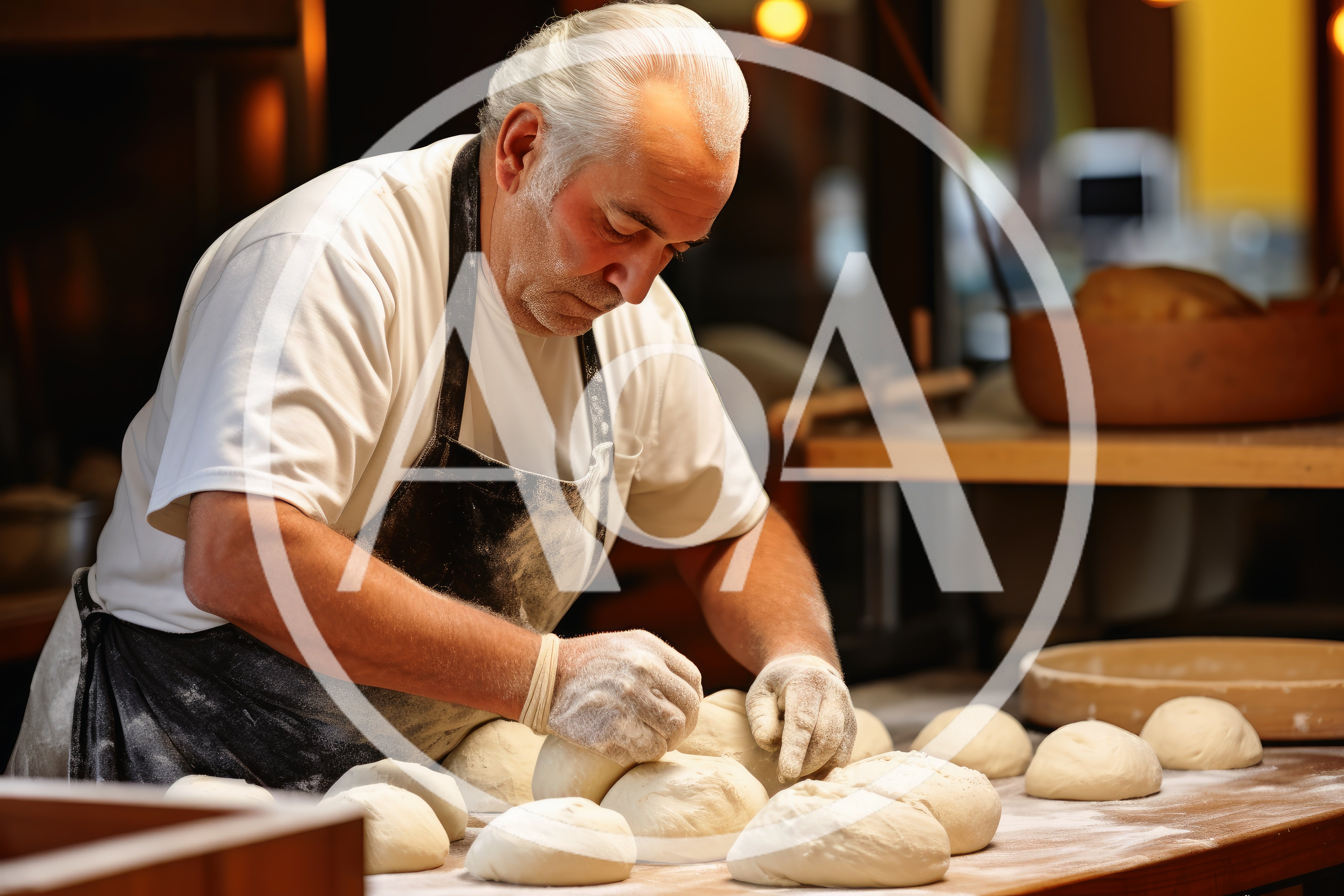 Professional Baker Kneading Dough In A Bakery