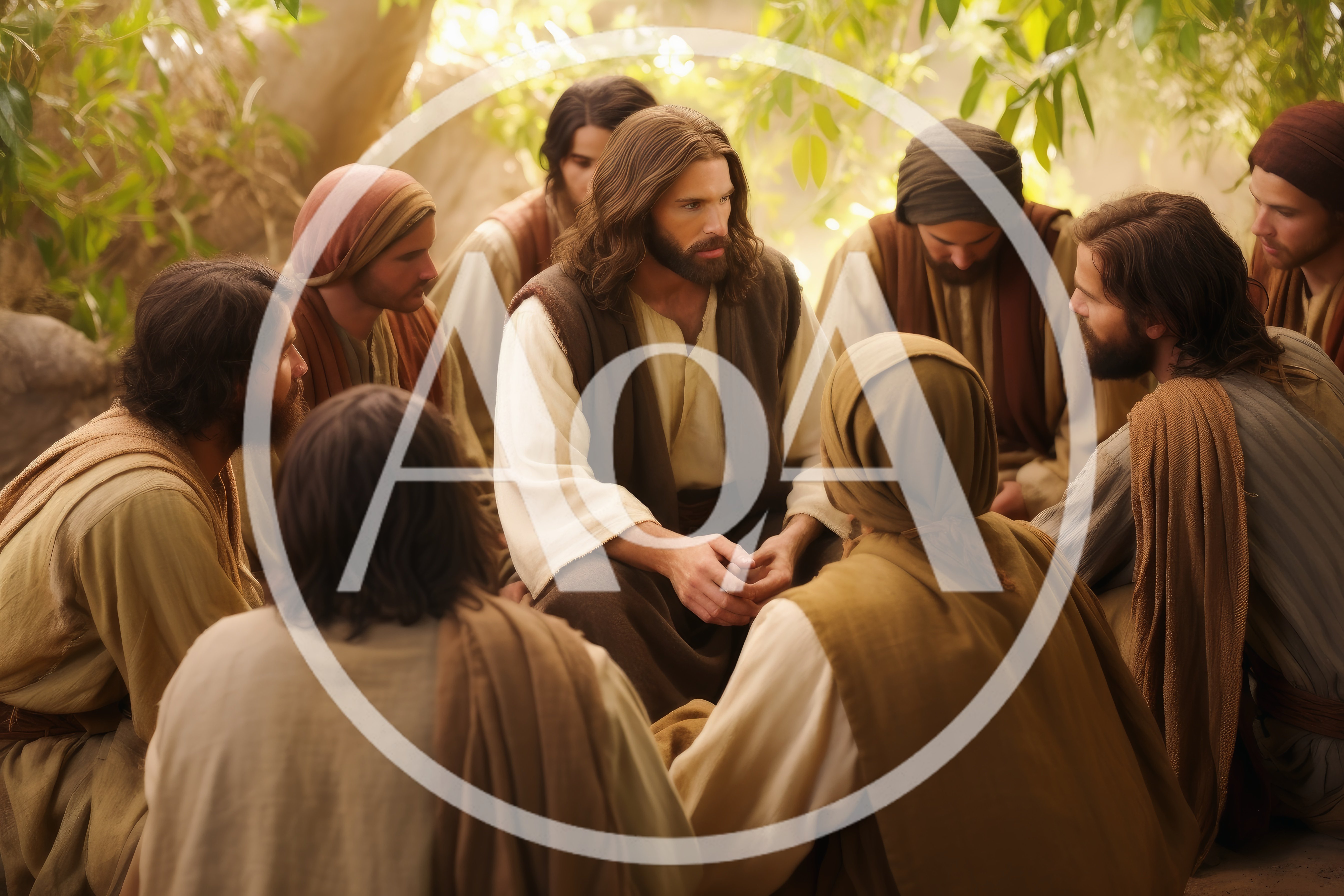 Jesus Christ Teaching His Disciples In A Circle