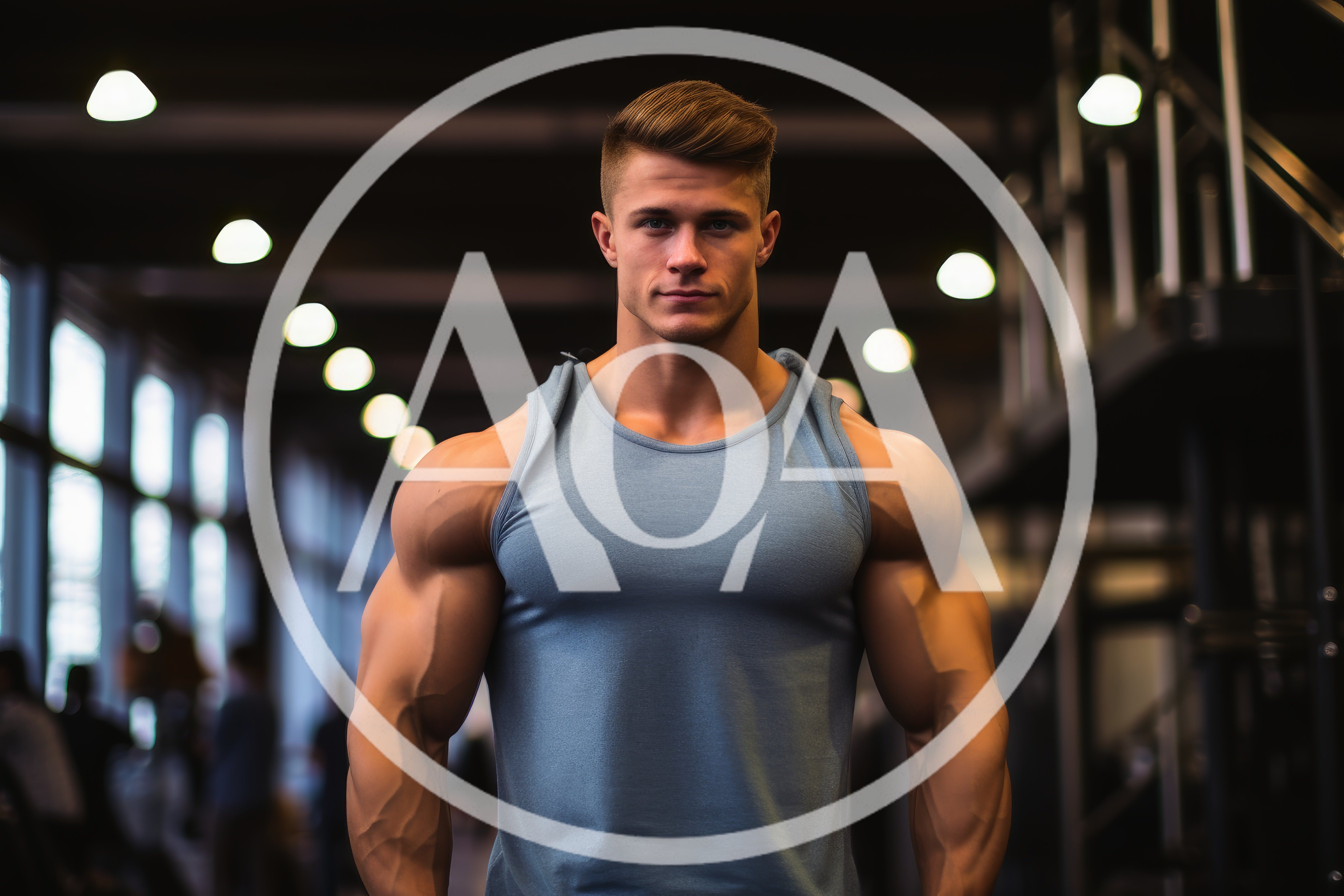 Muscular Man Standing In A Modern Gym