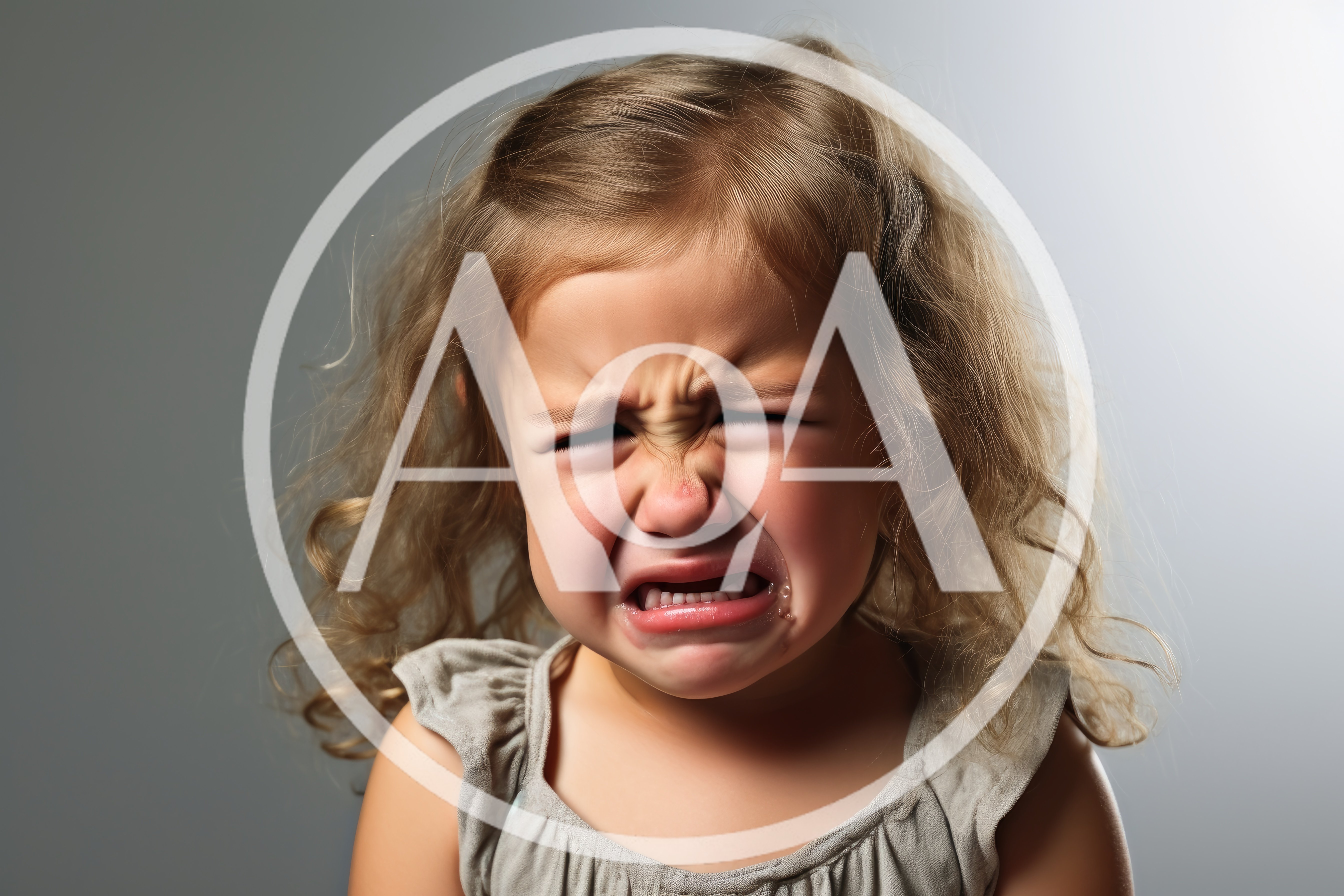 Crying Toddler Girl With Emotional Facial Expression