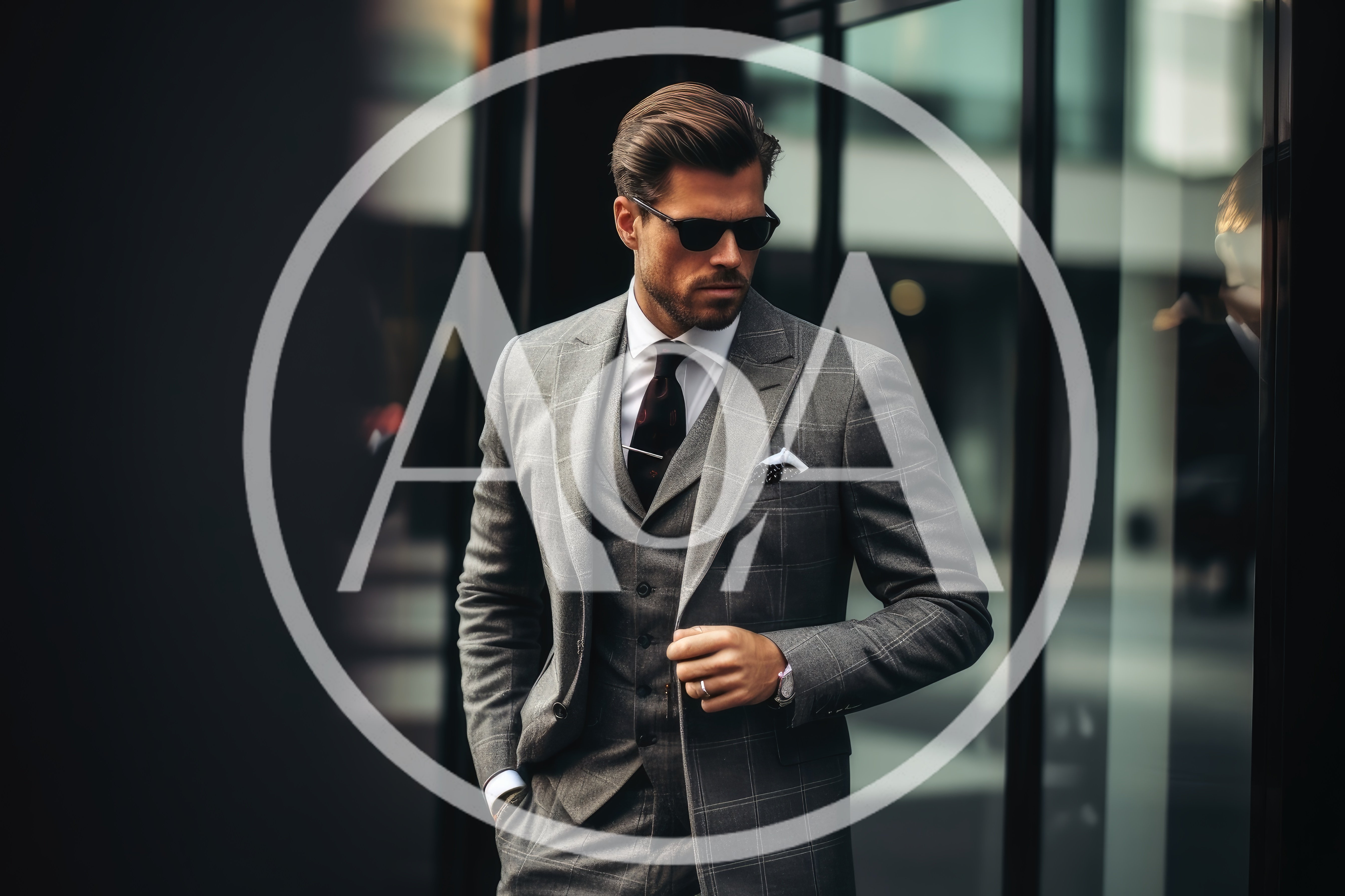 Stylish Businessman In A Grey Plaid Three Piece Suit